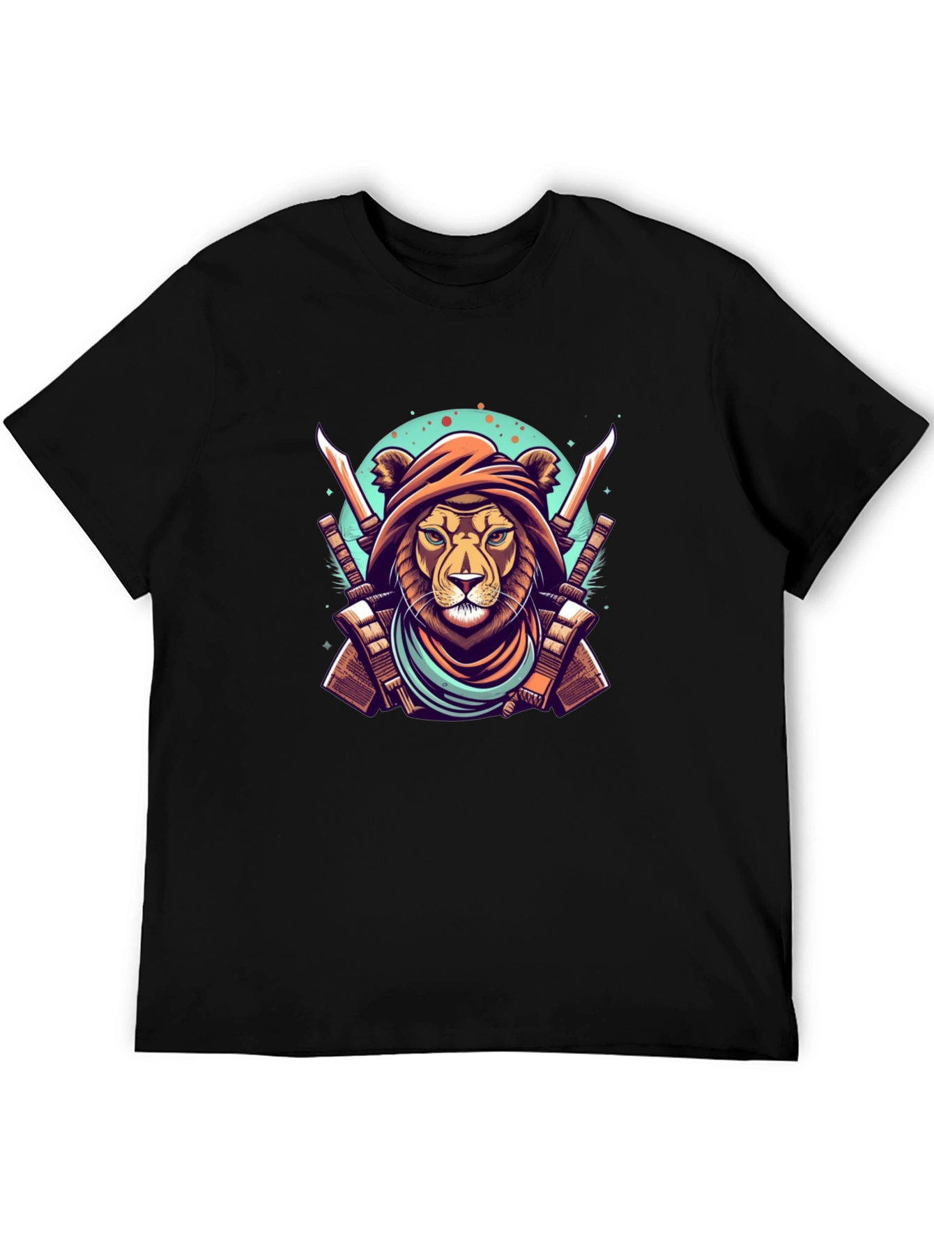 Warrior Lion Graphic Tee - Mens Black T-Shirt