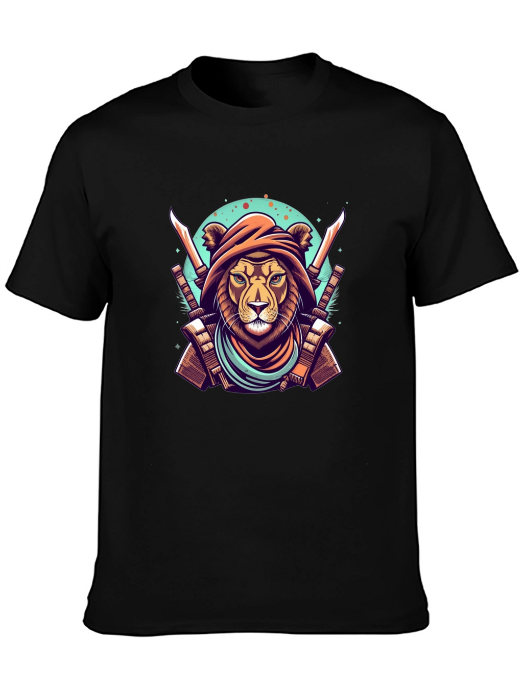Warrior Lion Graphic Tee - Mens Black T-Shirt