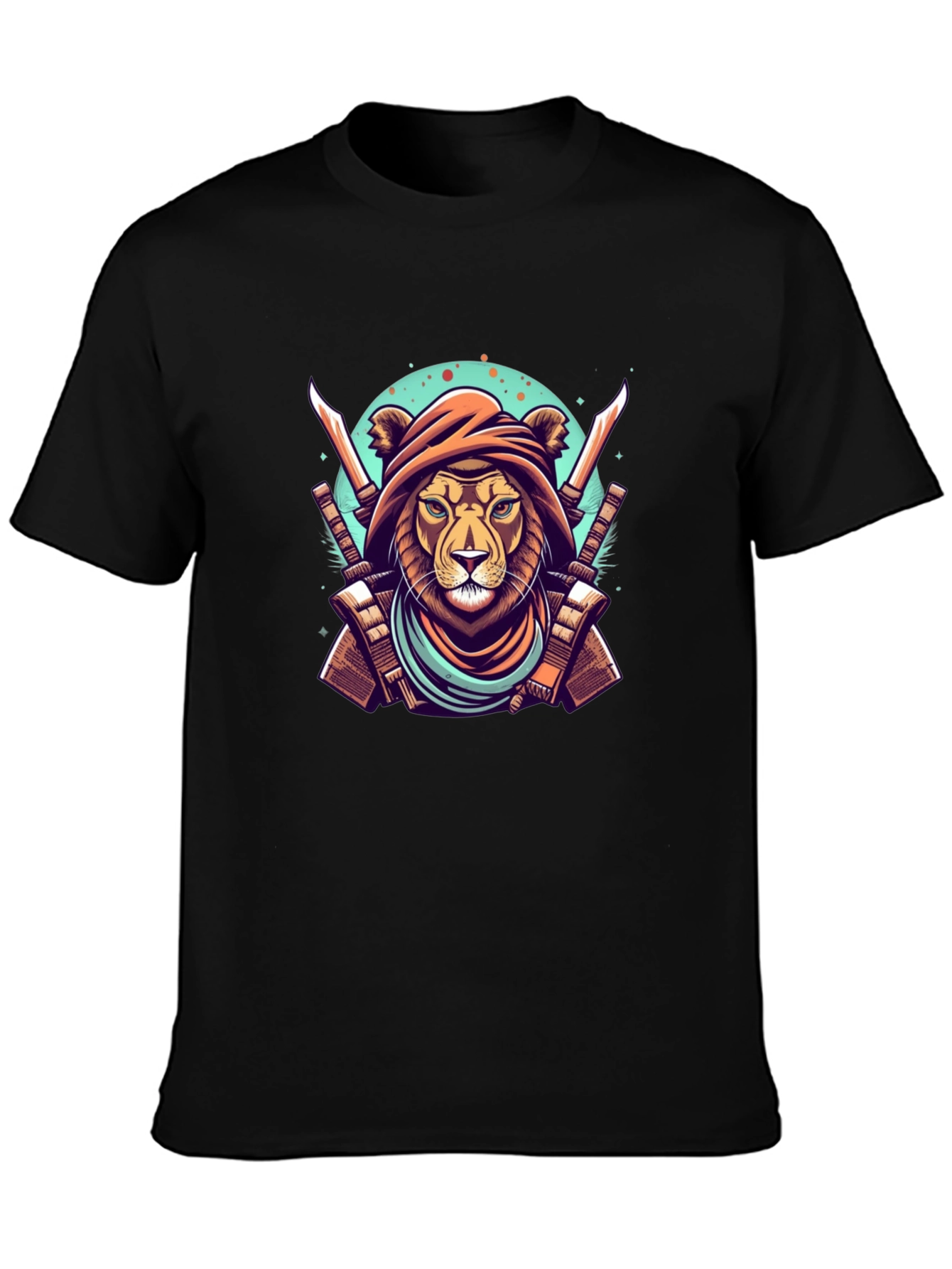Warrior Lion Graphic Tee - Mens Black T-Shirt