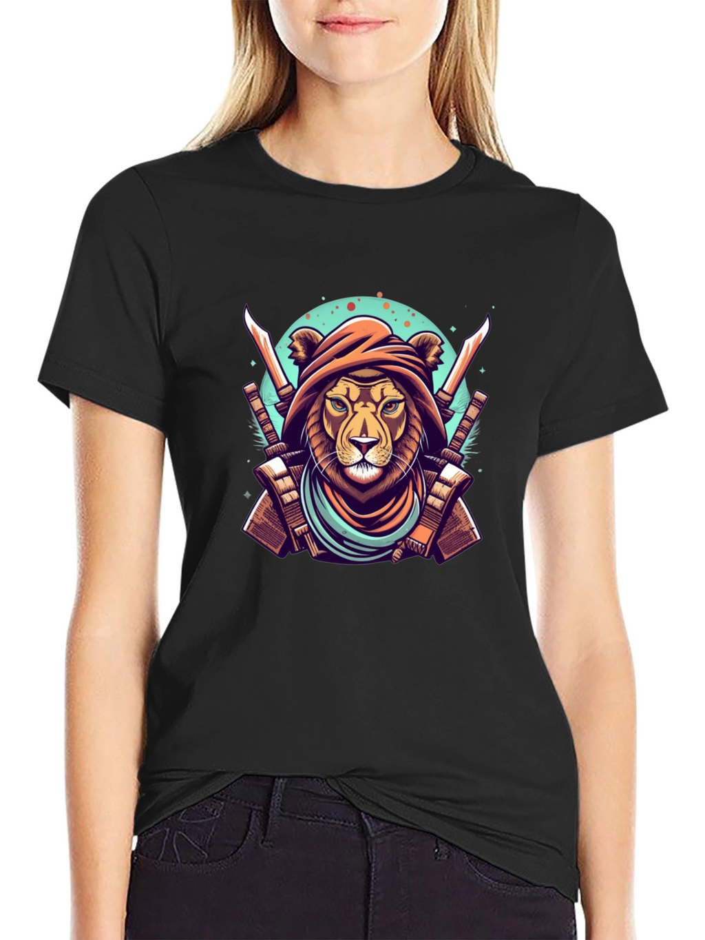 Warrior Lion Graphic Tee - Mens Black T-Shirt