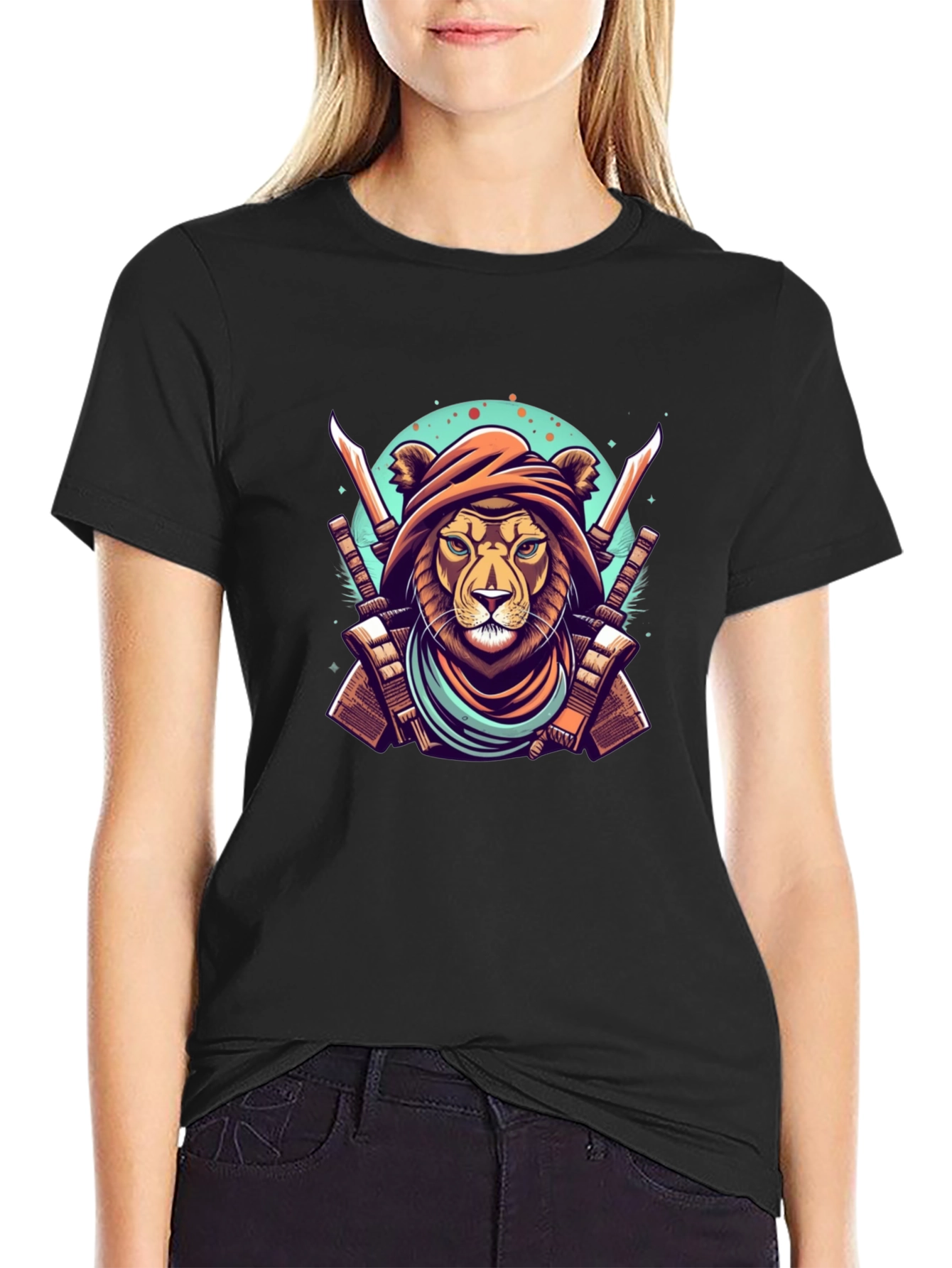 Warrior Lion Graphic Tee - Mens Black T-Shirt