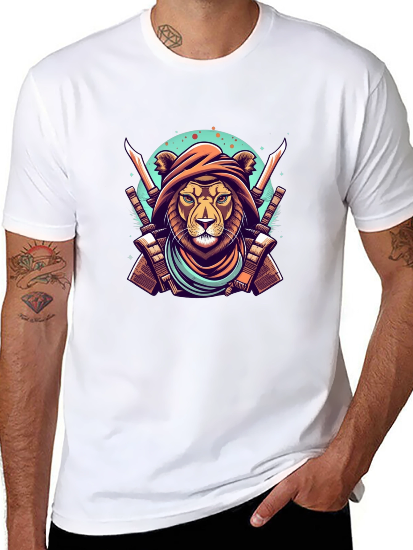 Warrior Lion Graphic Tee - Mens Black T-Shirt