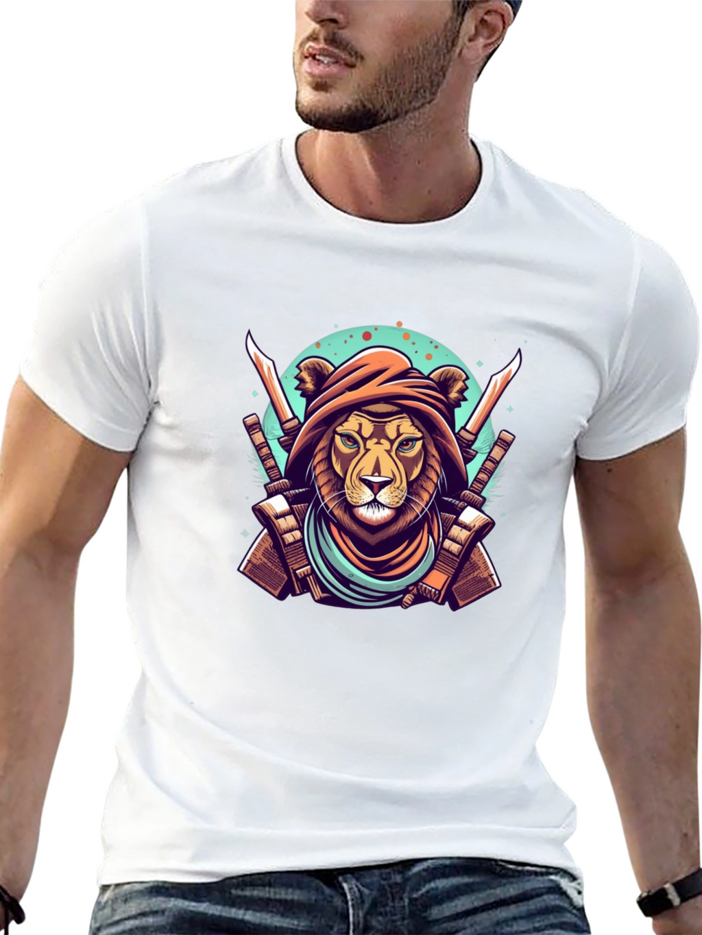 Warrior Lion Graphic Tee - Mens Black T-Shirt
