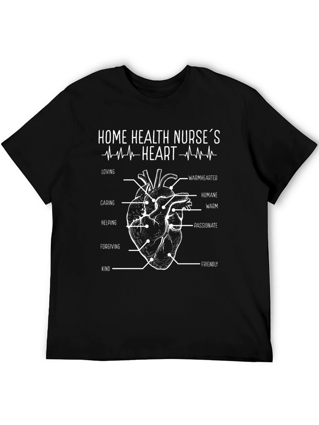 Home Health Nurses Heart T-Shirt - Black