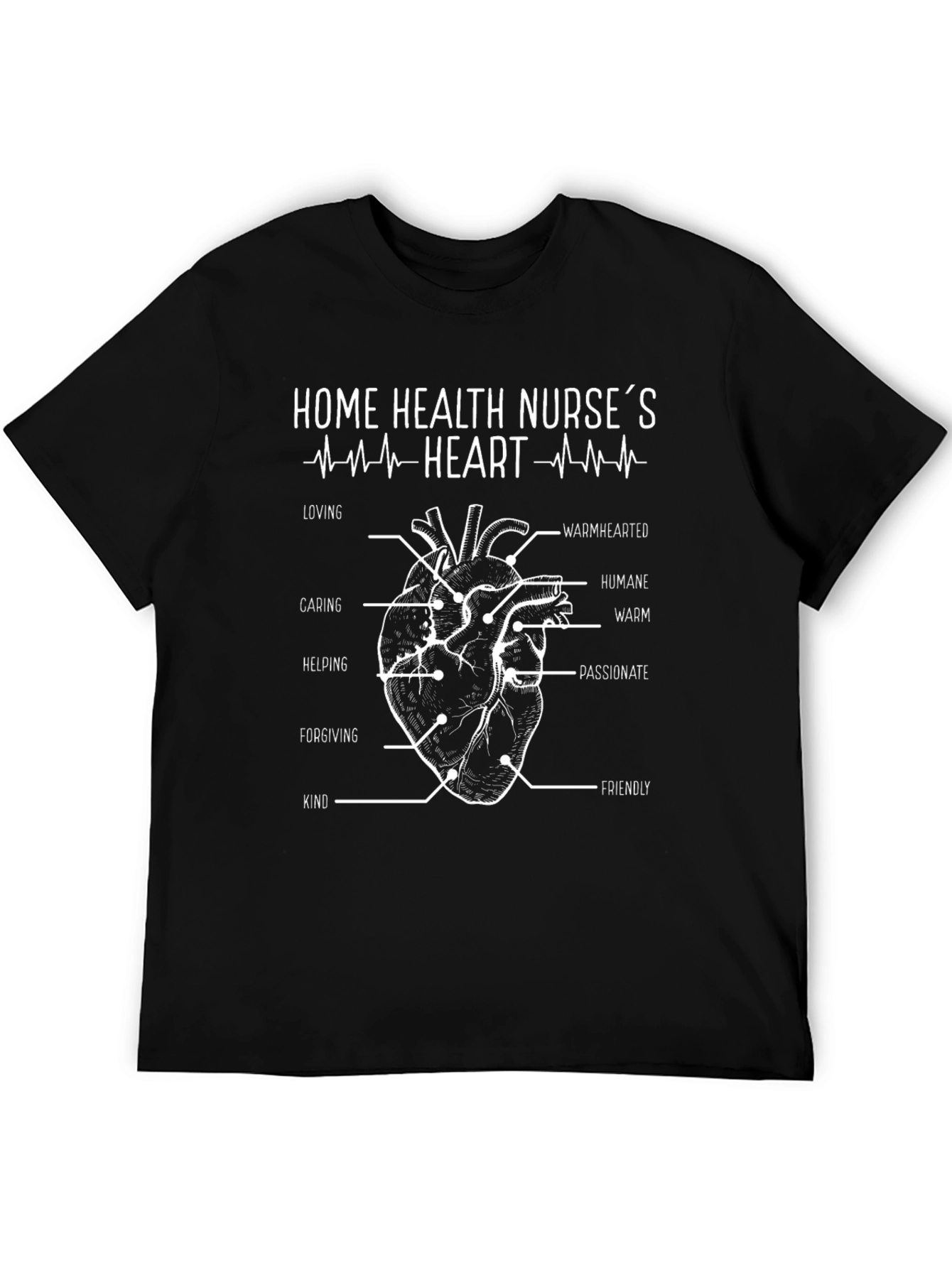 Home Health Nurses Heart T-Shirt - Black