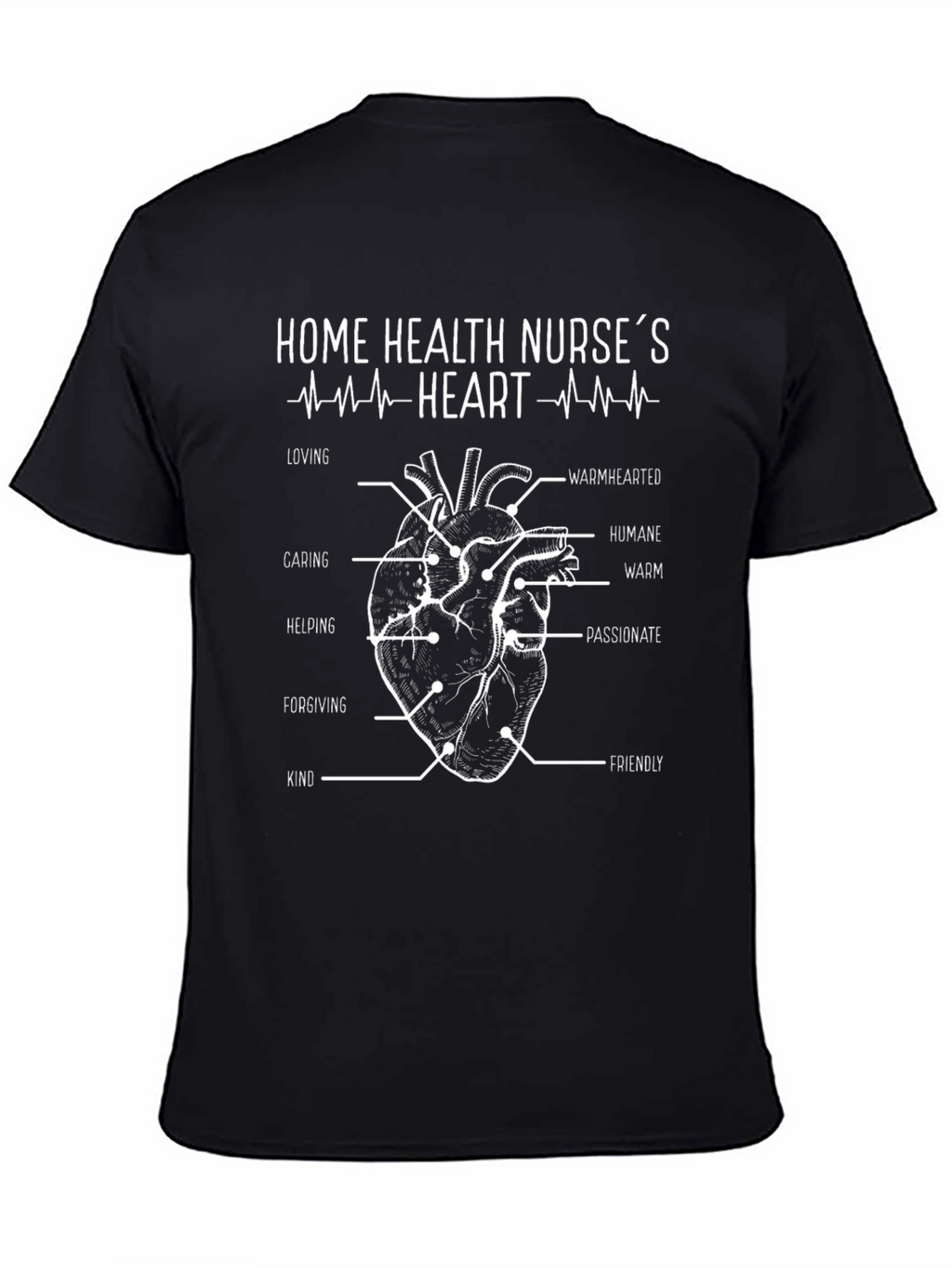Home Health Nurses Heart T-Shirt - Black
