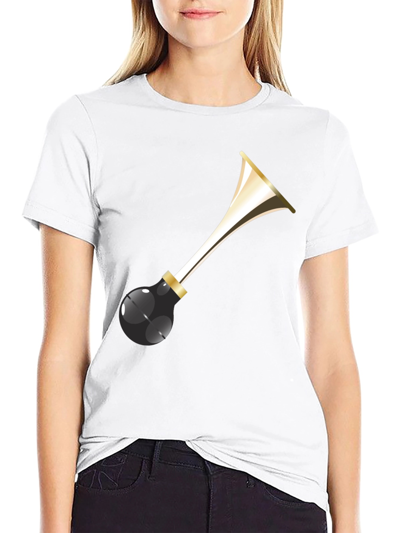 Party Horn Graphic Tee - Black Cotton T-Shirt