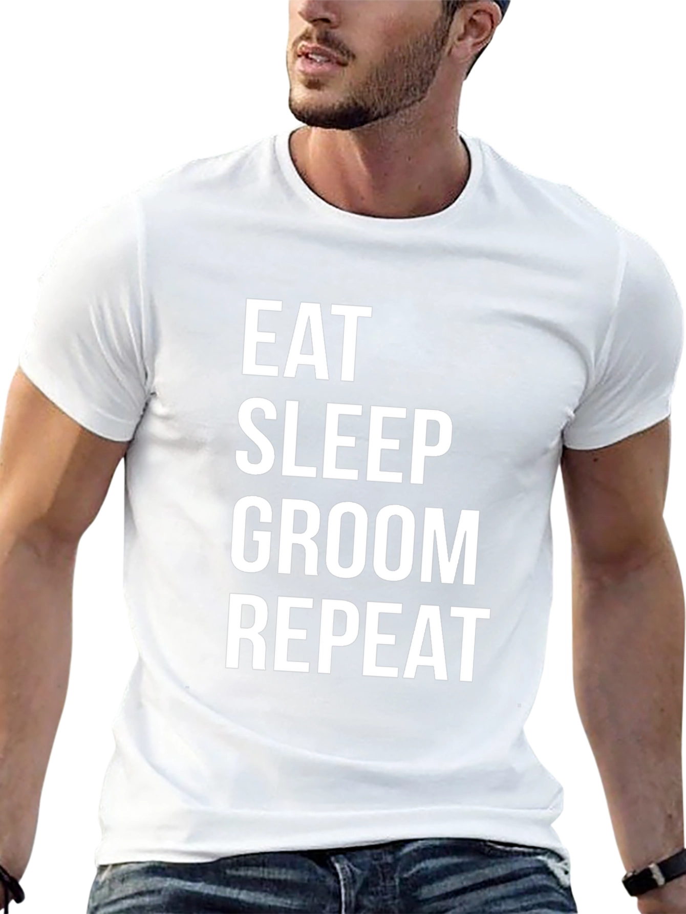 Eat Sleep Groom Repeat Black T-Shirt