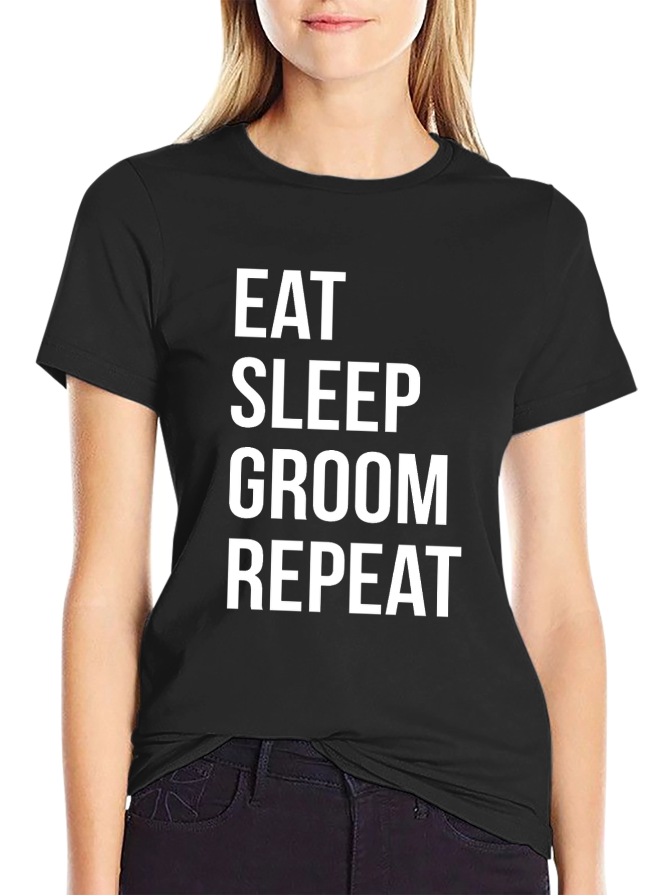 Eat Sleep Groom Repeat Black T-Shirt