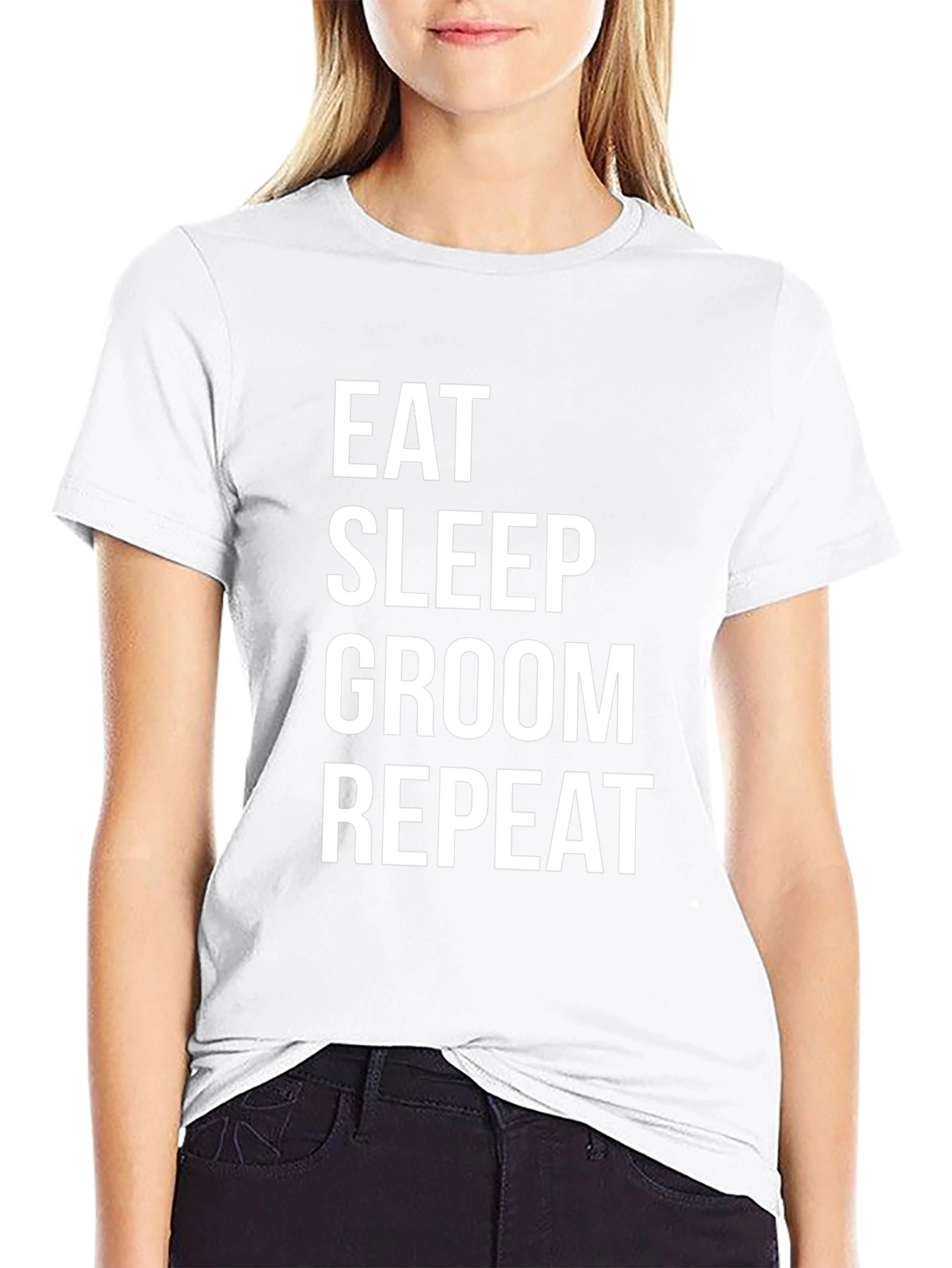 Eat Sleep Groom Repeat Black T-Shirt