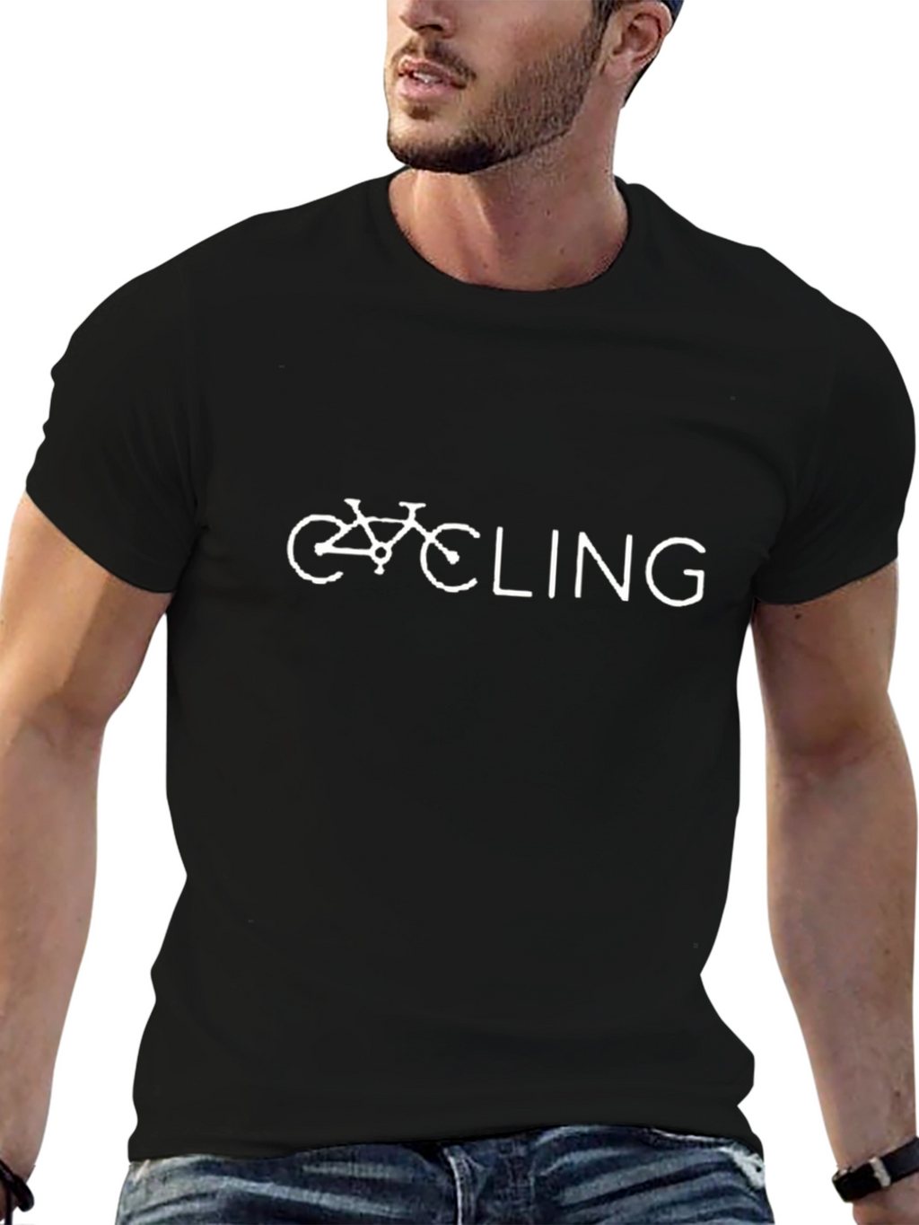 Cycling Graphic Tee - Black Cotton Blend