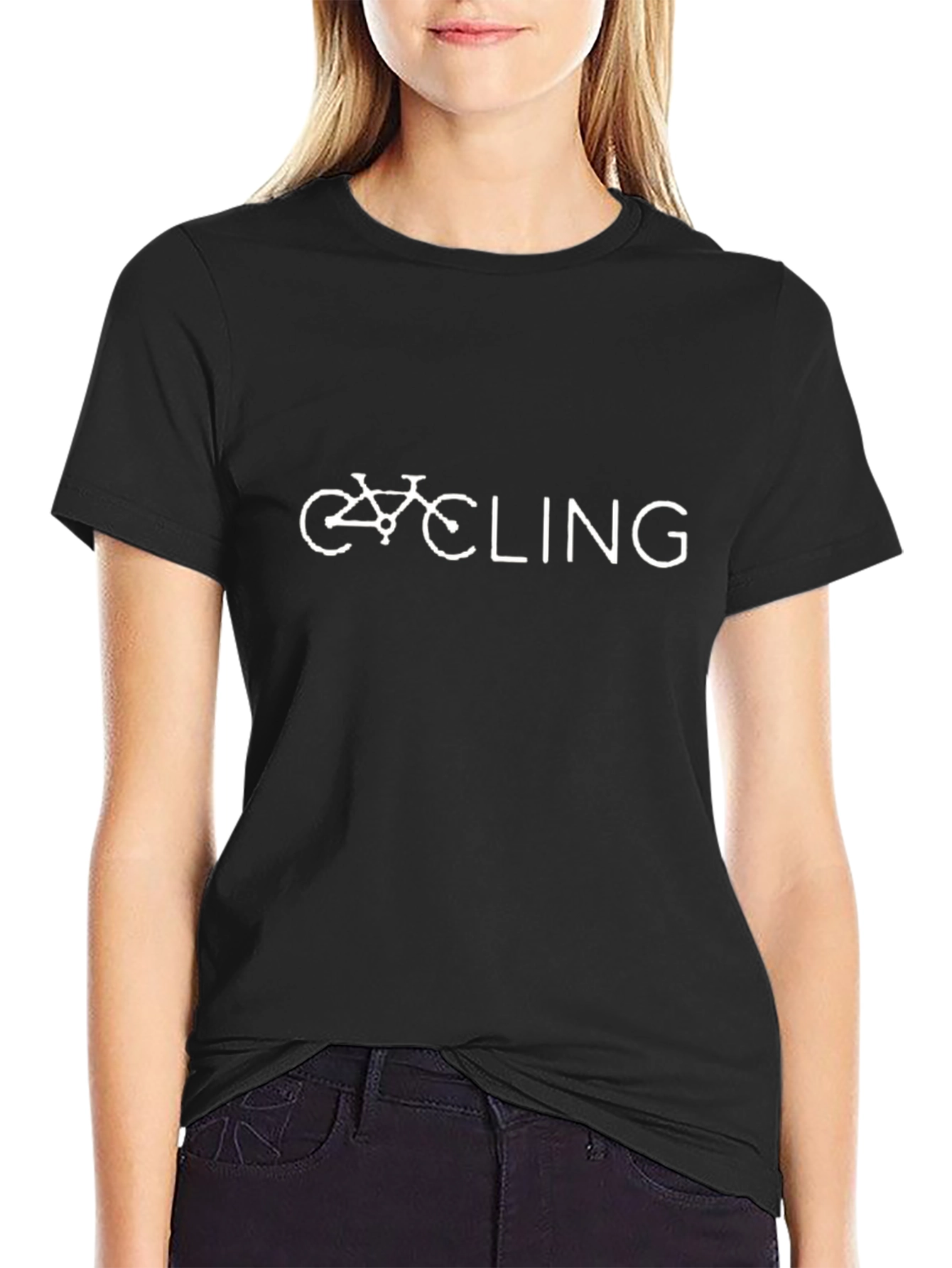 Cycling Graphic Tee - Black Cotton Blend