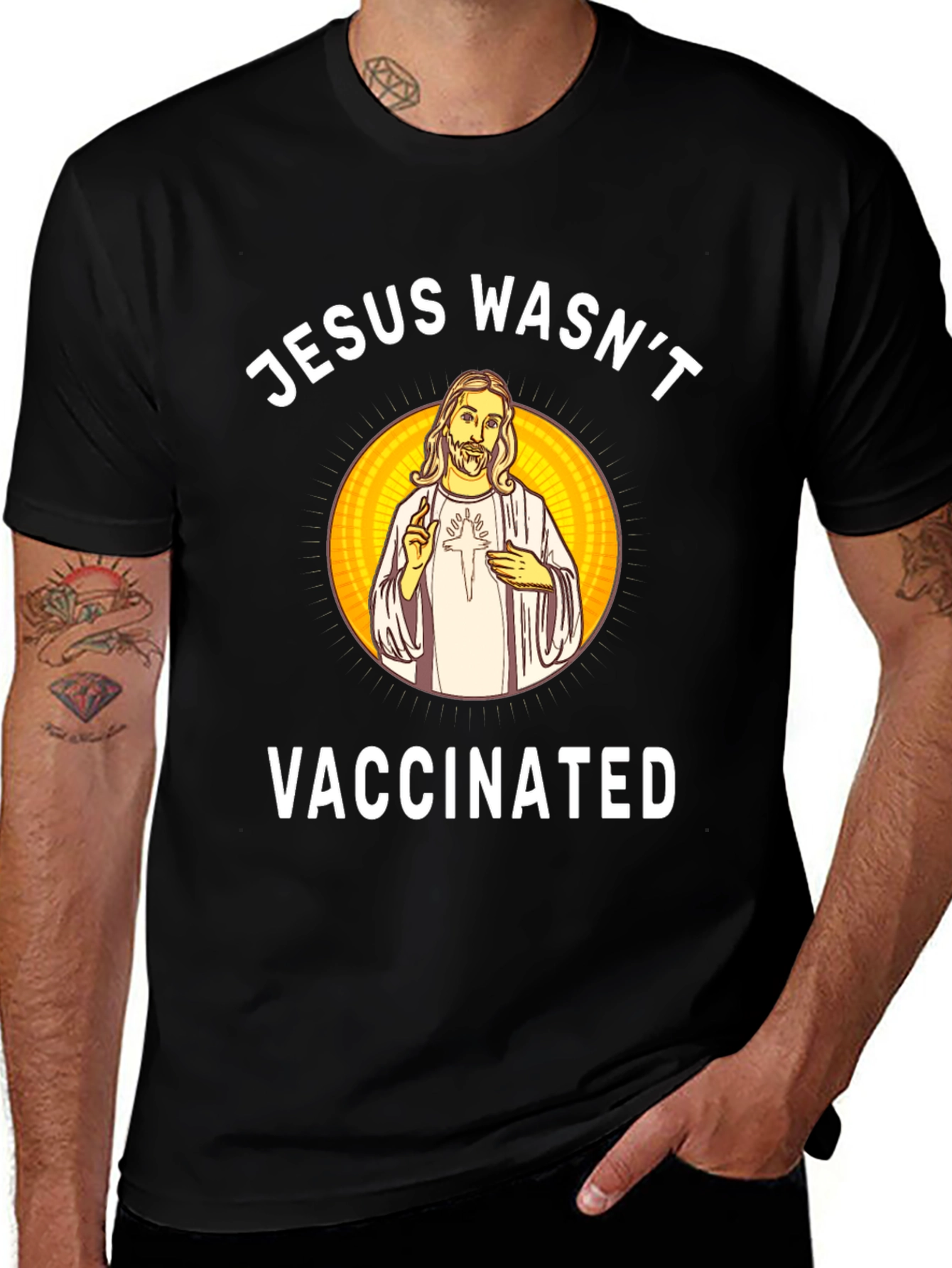 Jesus Wasnt Vaccinated Black T-Shirt