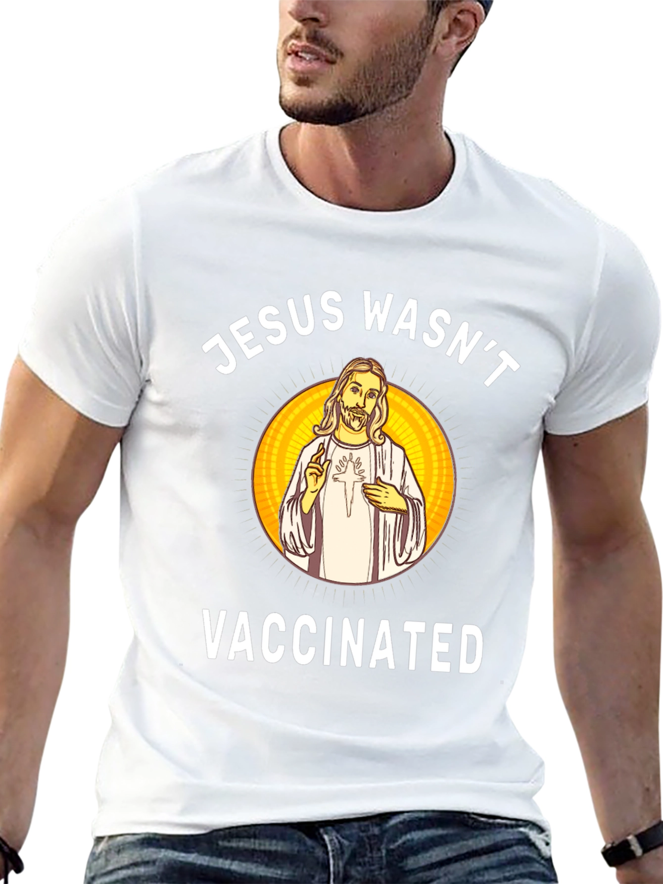 Jesus Wasnt Vaccinated Black T-Shirt
