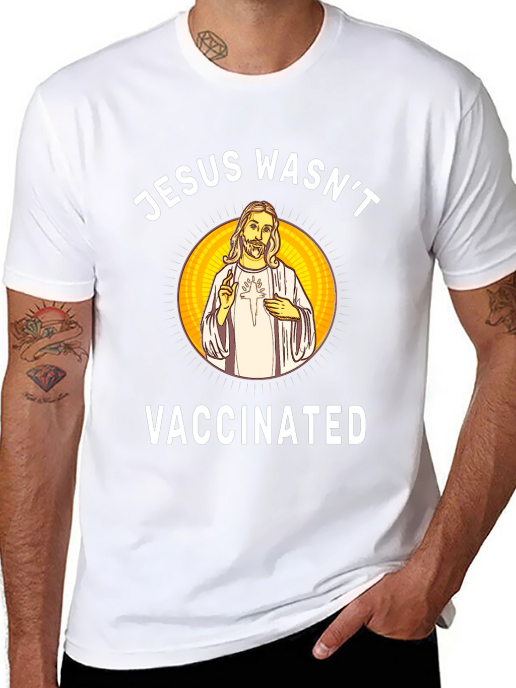 Jesus Wasnt Vaccinated Black T-Shirt