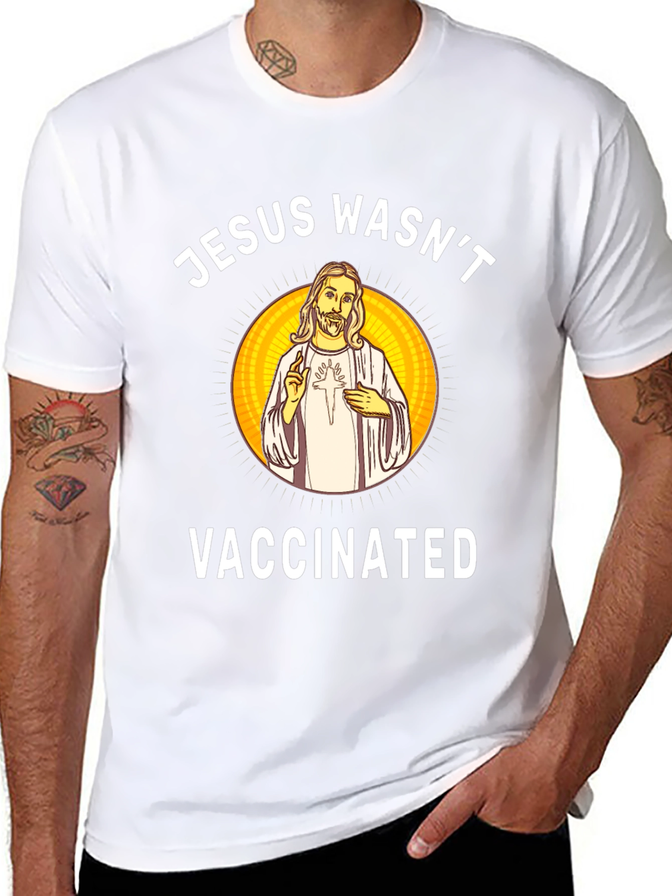 Jesus Wasnt Vaccinated Black T-Shirt