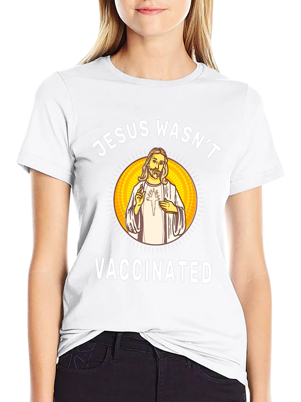 Jesus Wasnt Vaccinated Black T-Shirt