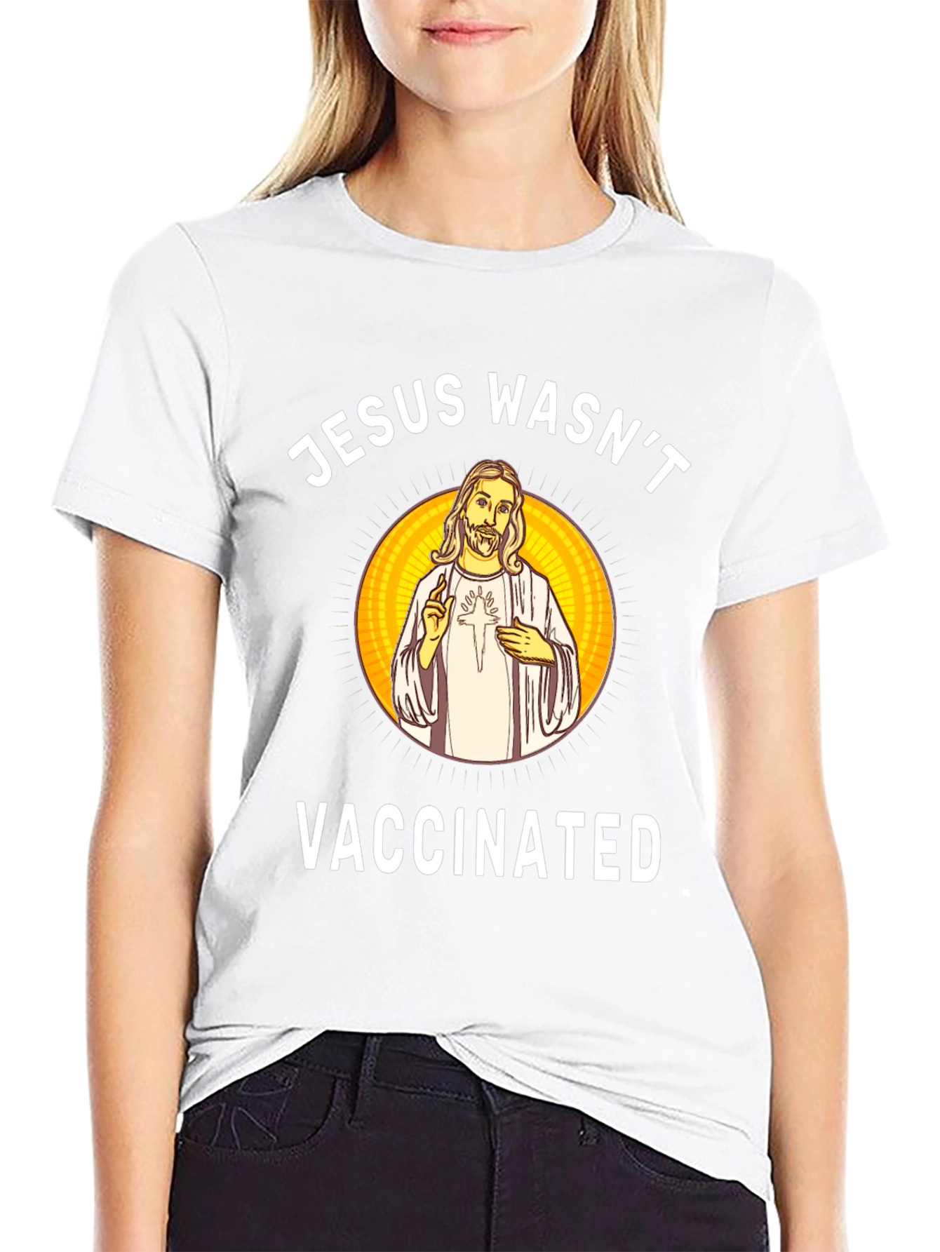 Jesus Wasnt Vaccinated Black T-Shirt
