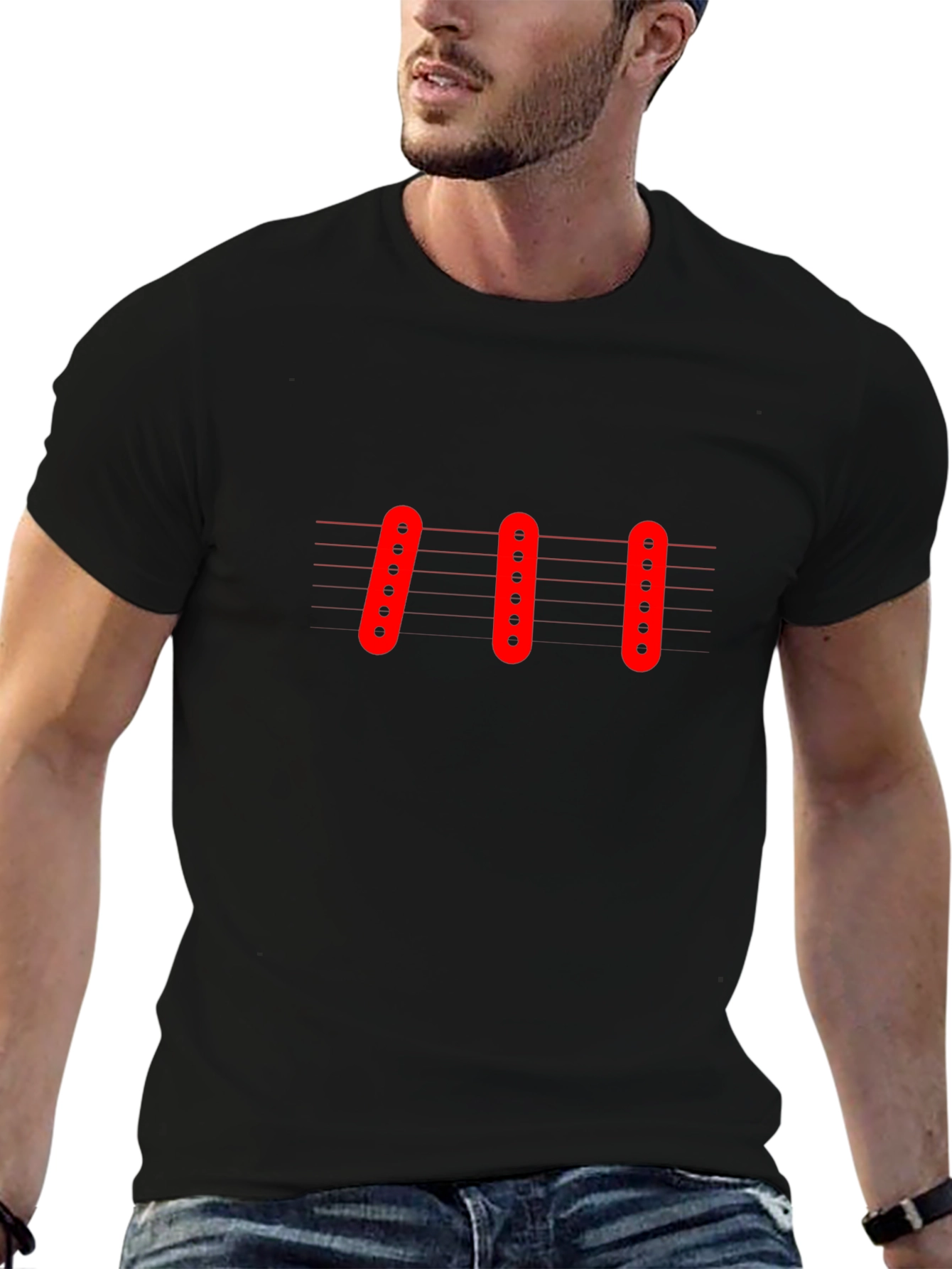 Guitar Pickups Graphic Black T-Shirt