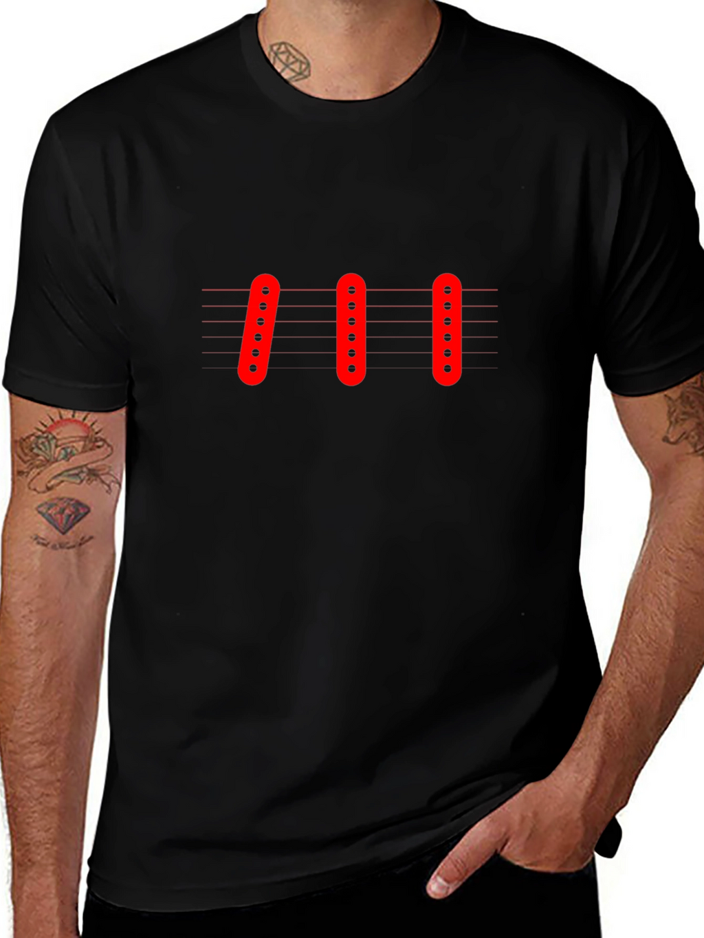 Guitar Pickups Graphic Black T-Shirt
