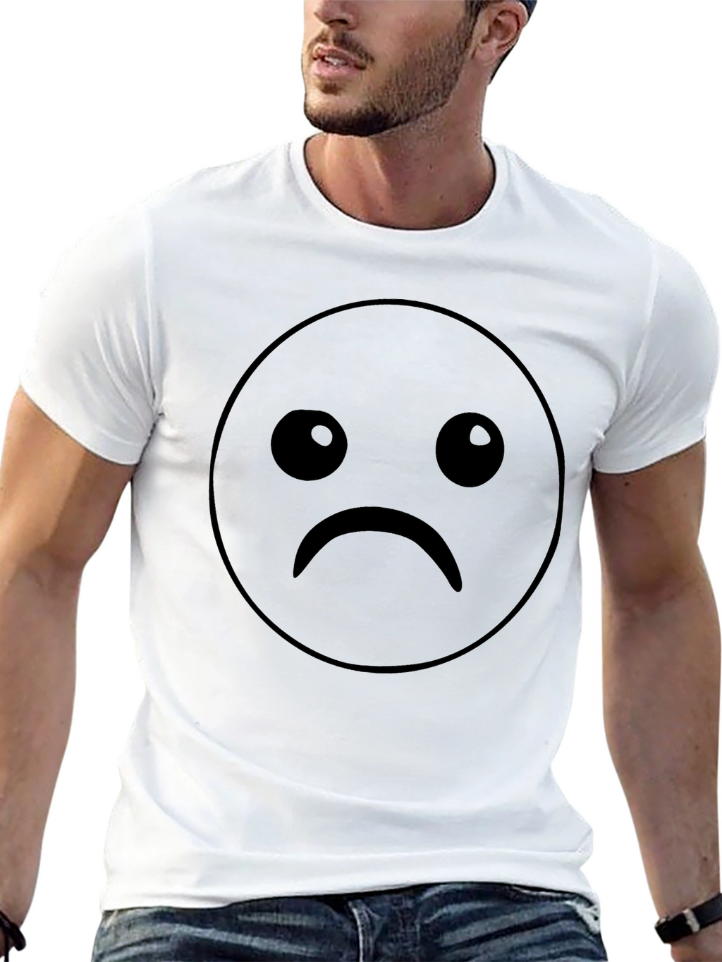 Sad Face Graphic T-Shirt - Unisex Black Tee
