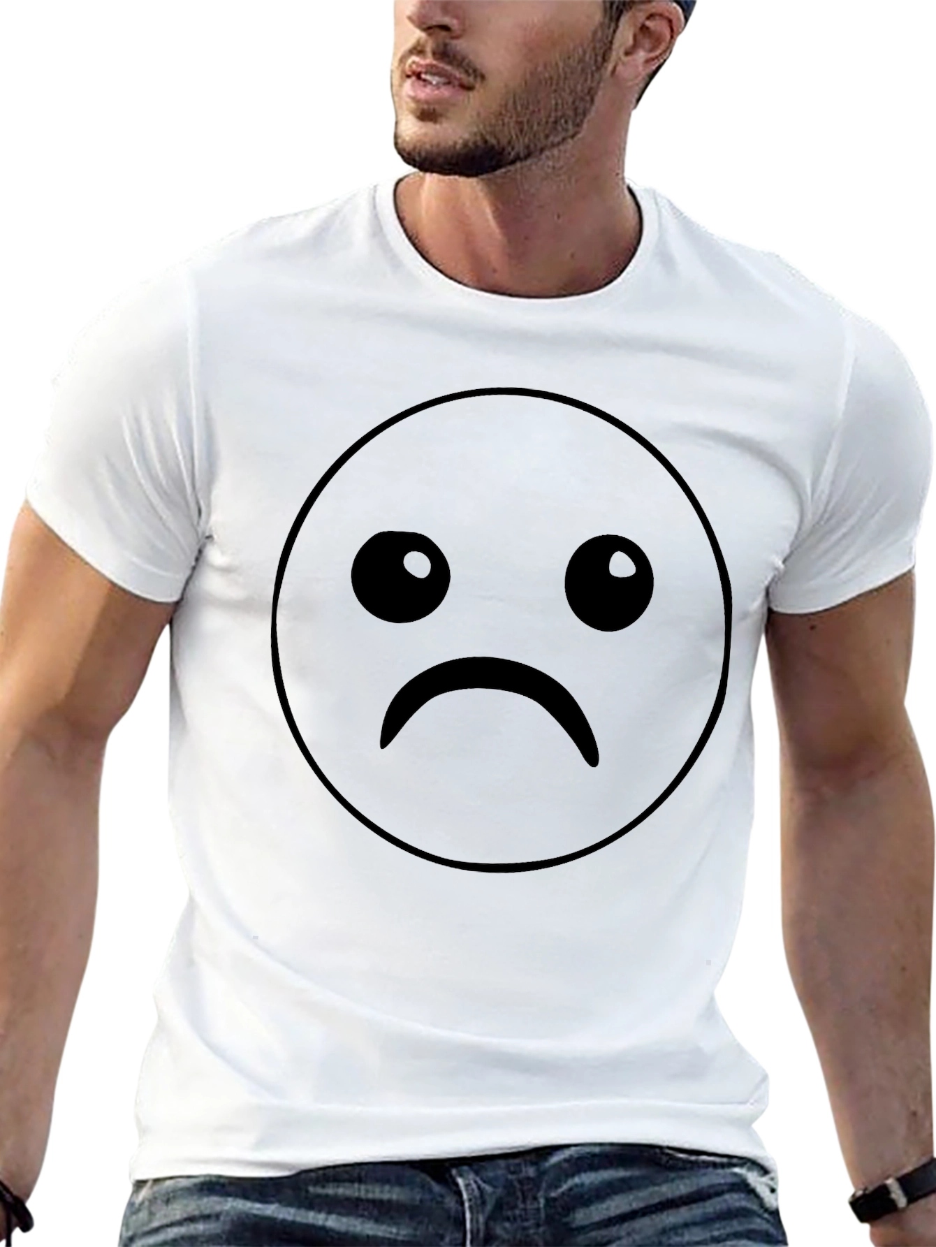 Sad Face Graphic T-Shirt - Unisex Black Tee