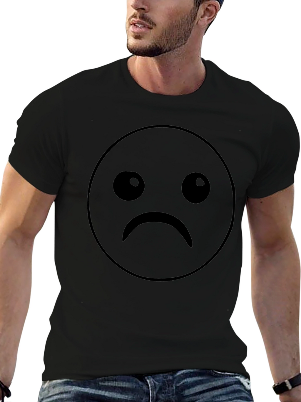 Sad Face Graphic T-Shirt - Unisex Black Tee