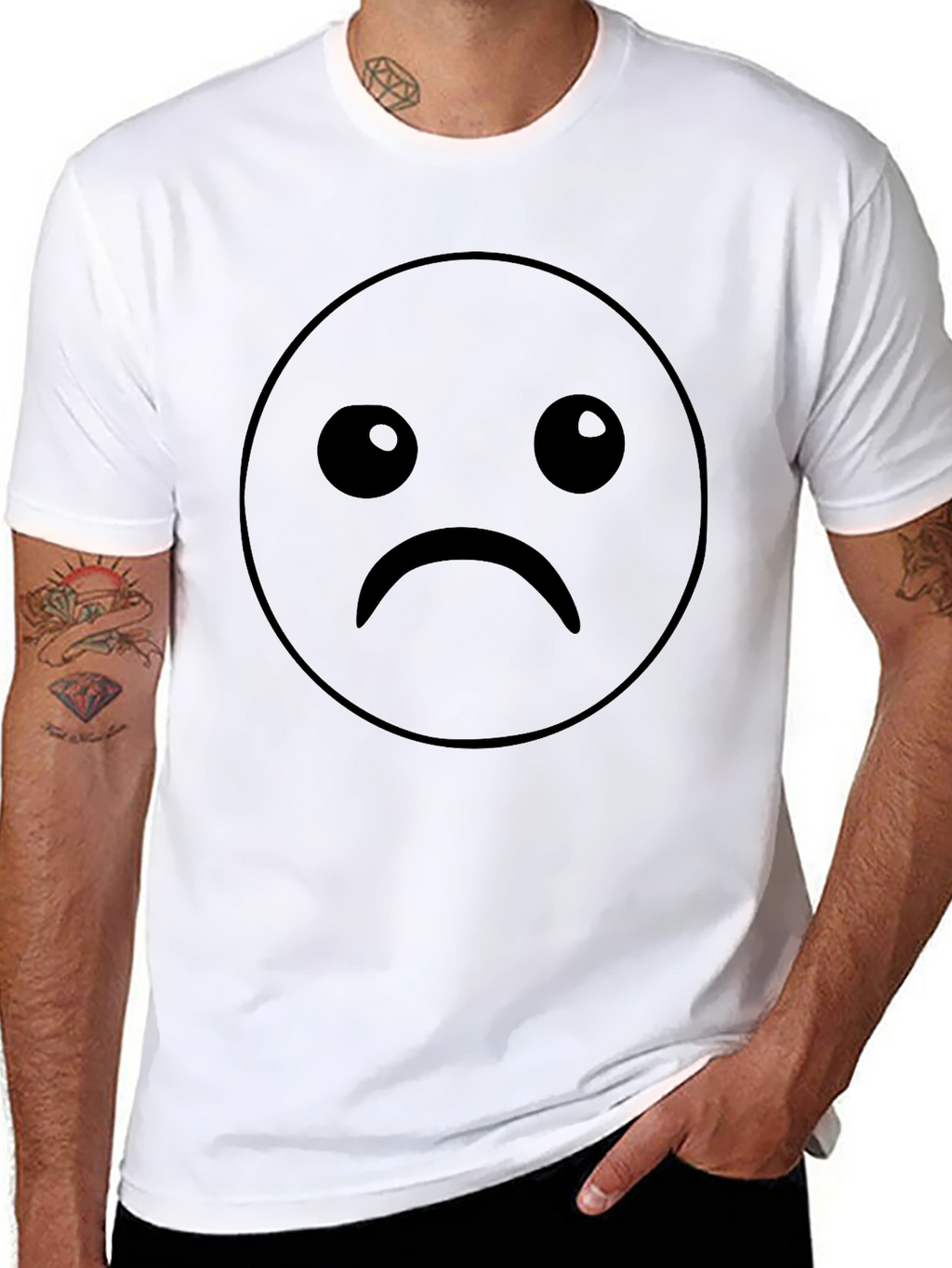 Sad Face Graphic T-Shirt - Unisex Black Tee