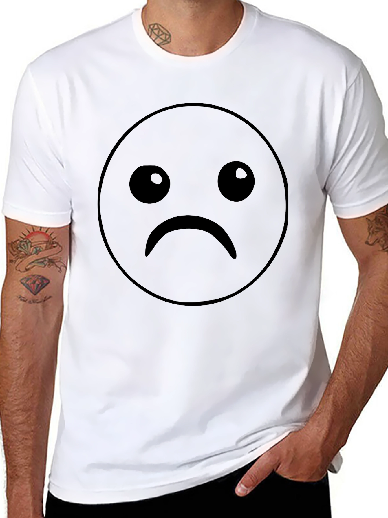Sad Face Graphic T-Shirt - Unisex Black Tee