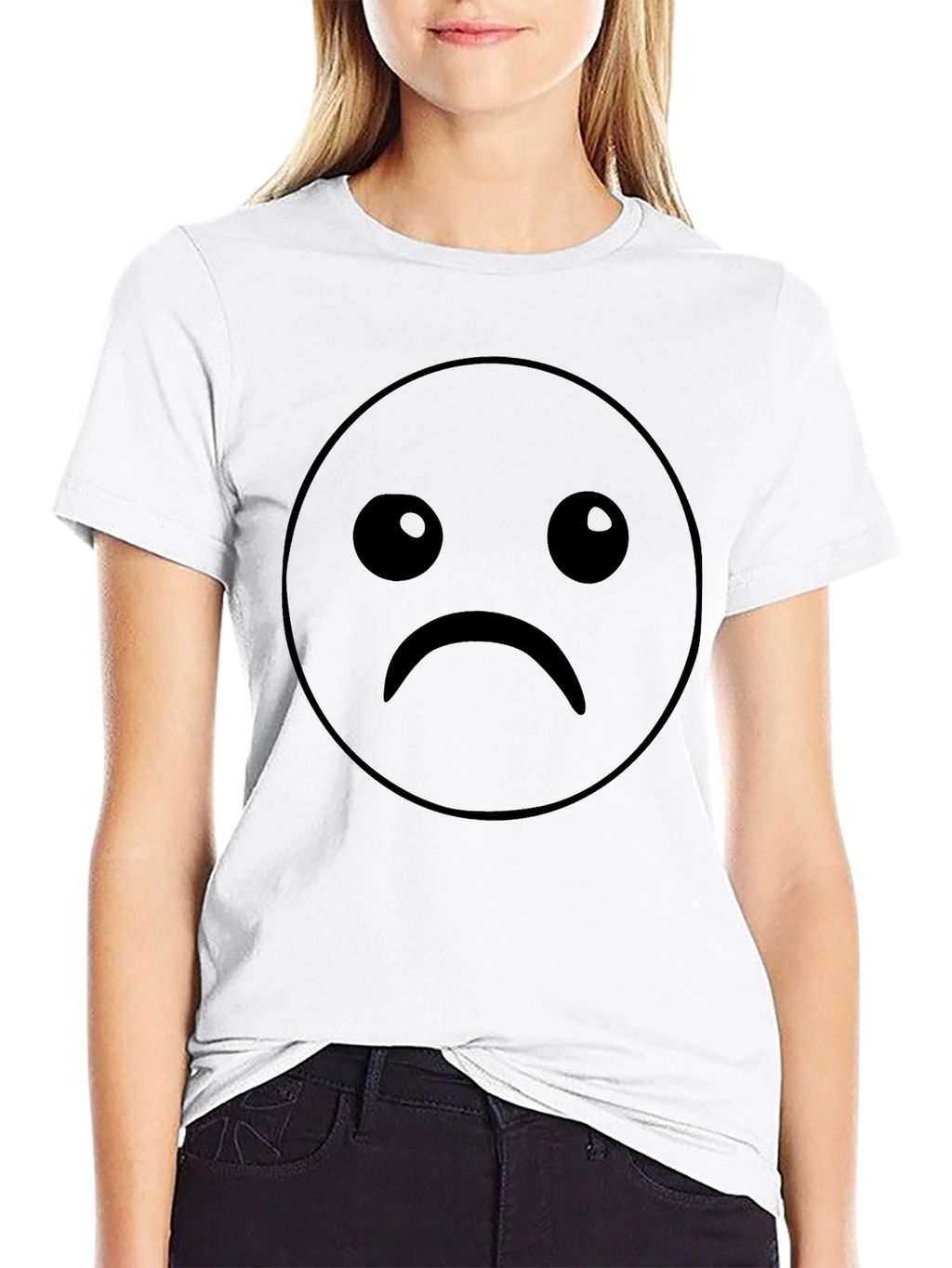 Sad Face Graphic T-Shirt - Unisex Black Tee