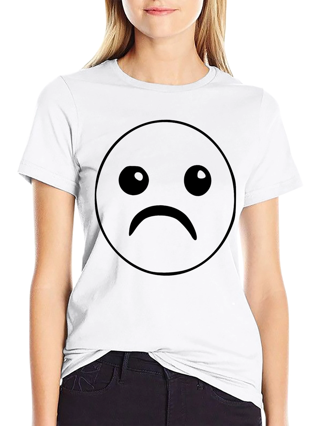 Sad Face Graphic T-Shirt - Unisex Black Tee