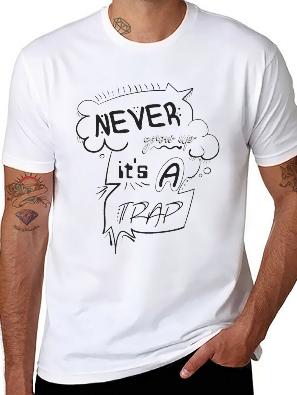 Never Give Up Its A Trap Black Graphic T-Shirt