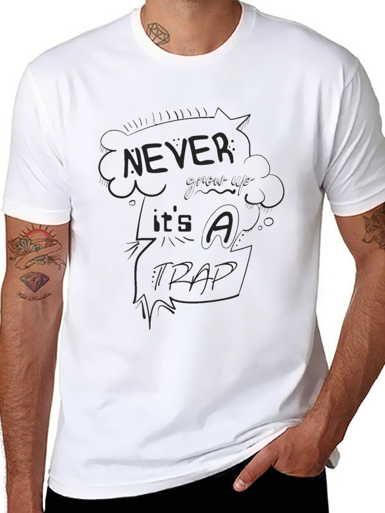Never Give Up Its A Trap Black Graphic T-Shirt