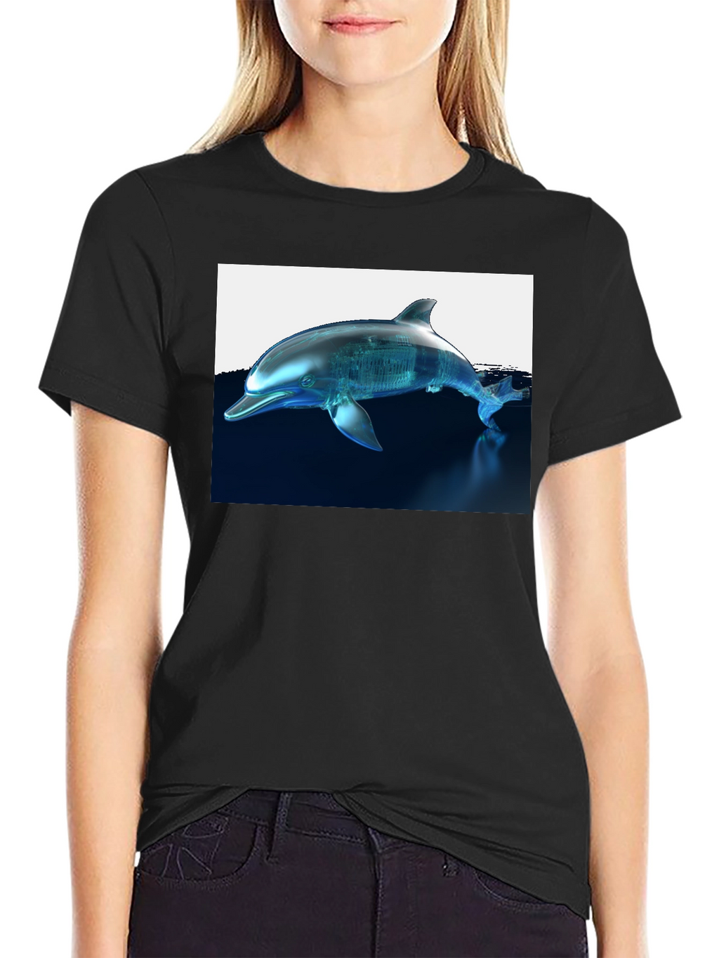 Futuristic Dolphin Graphic T-Shirt