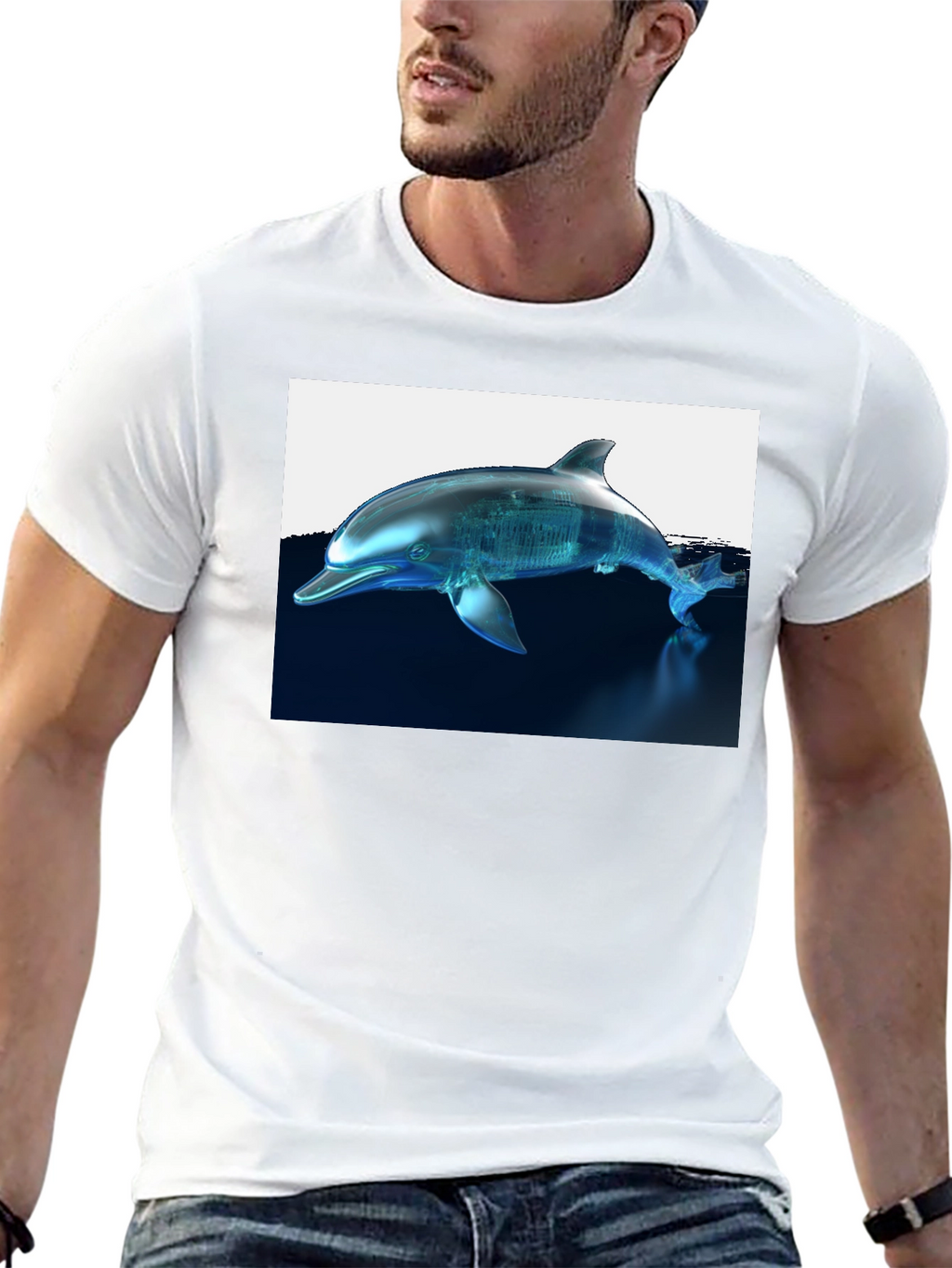 Futuristic Dolphin Graphic T-Shirt