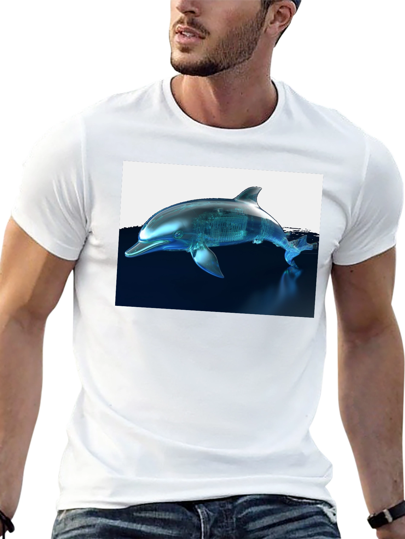 Futuristic Dolphin Graphic T-Shirt