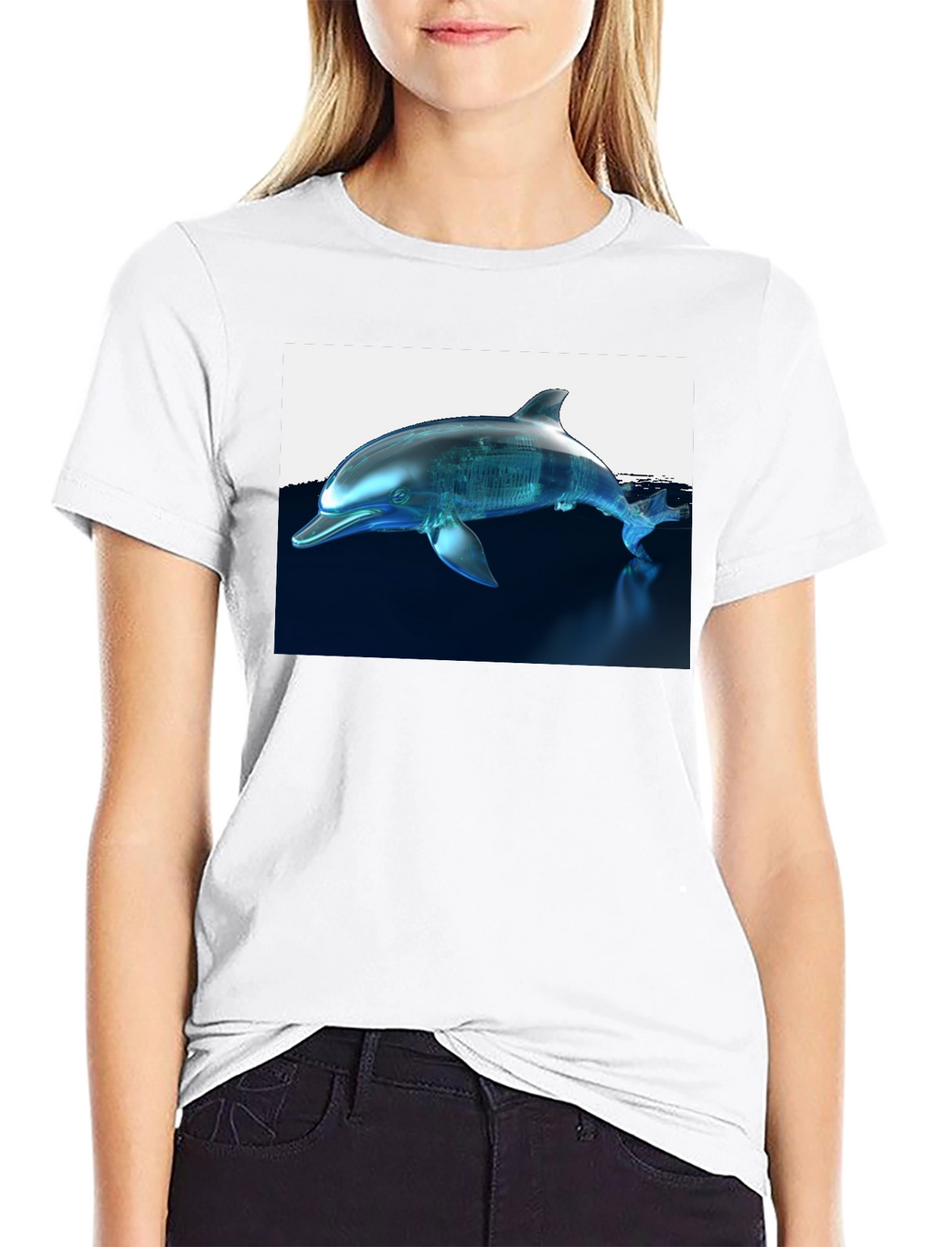 Futuristic Dolphin Graphic T-Shirt