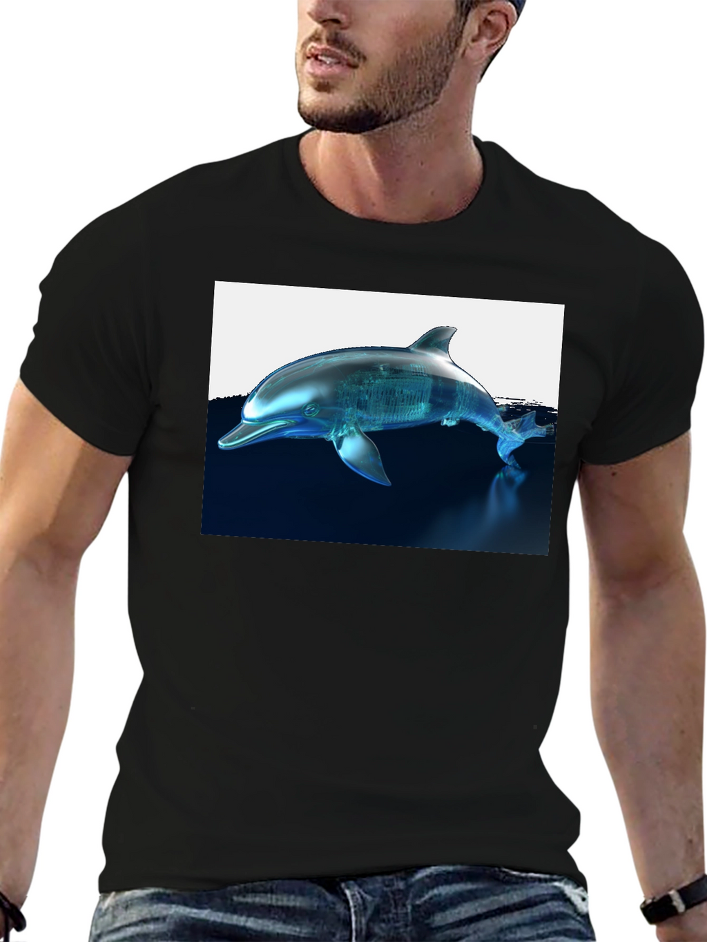 Futuristic Dolphin Graphic T-Shirt