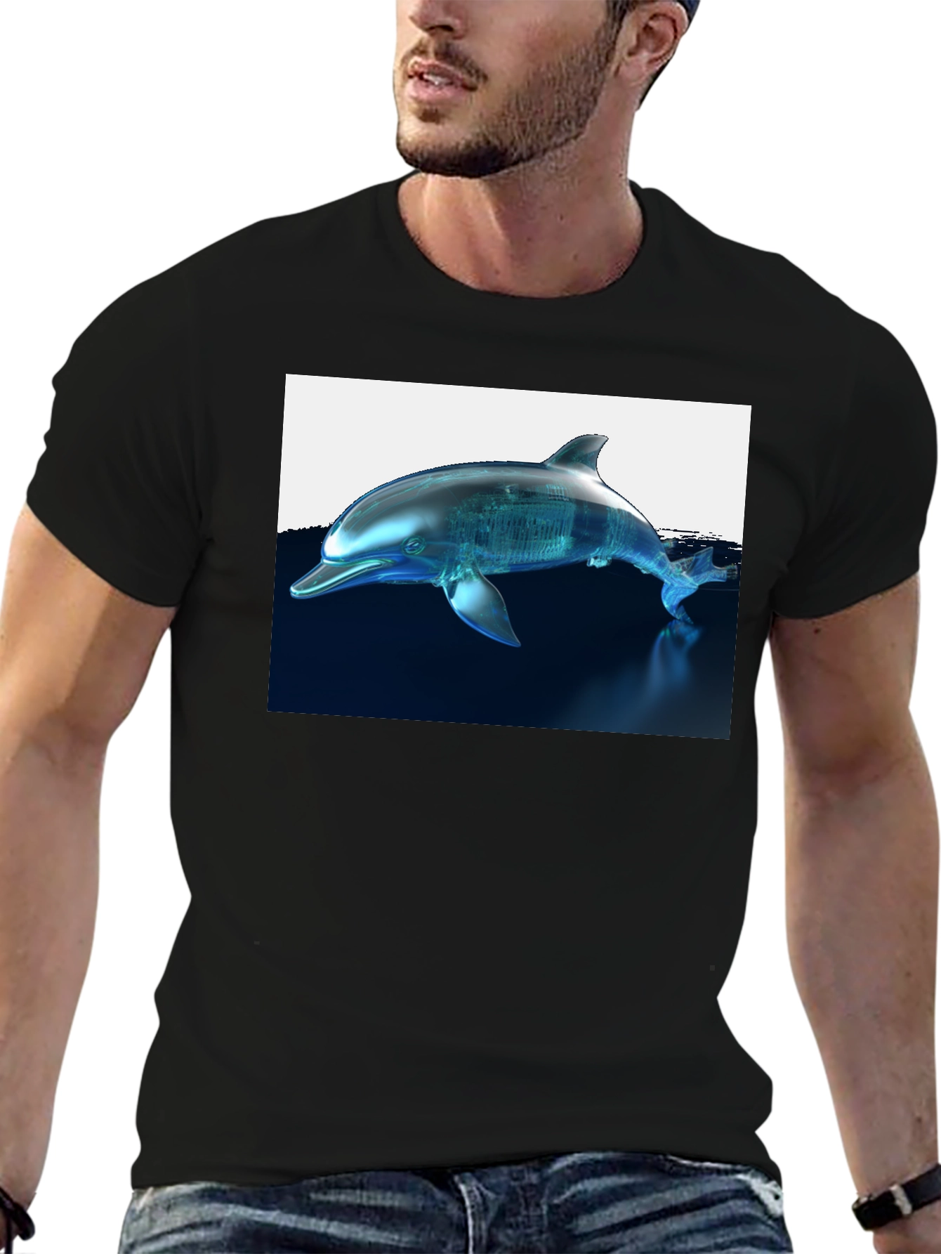 Futuristic Dolphin Graphic T-Shirt