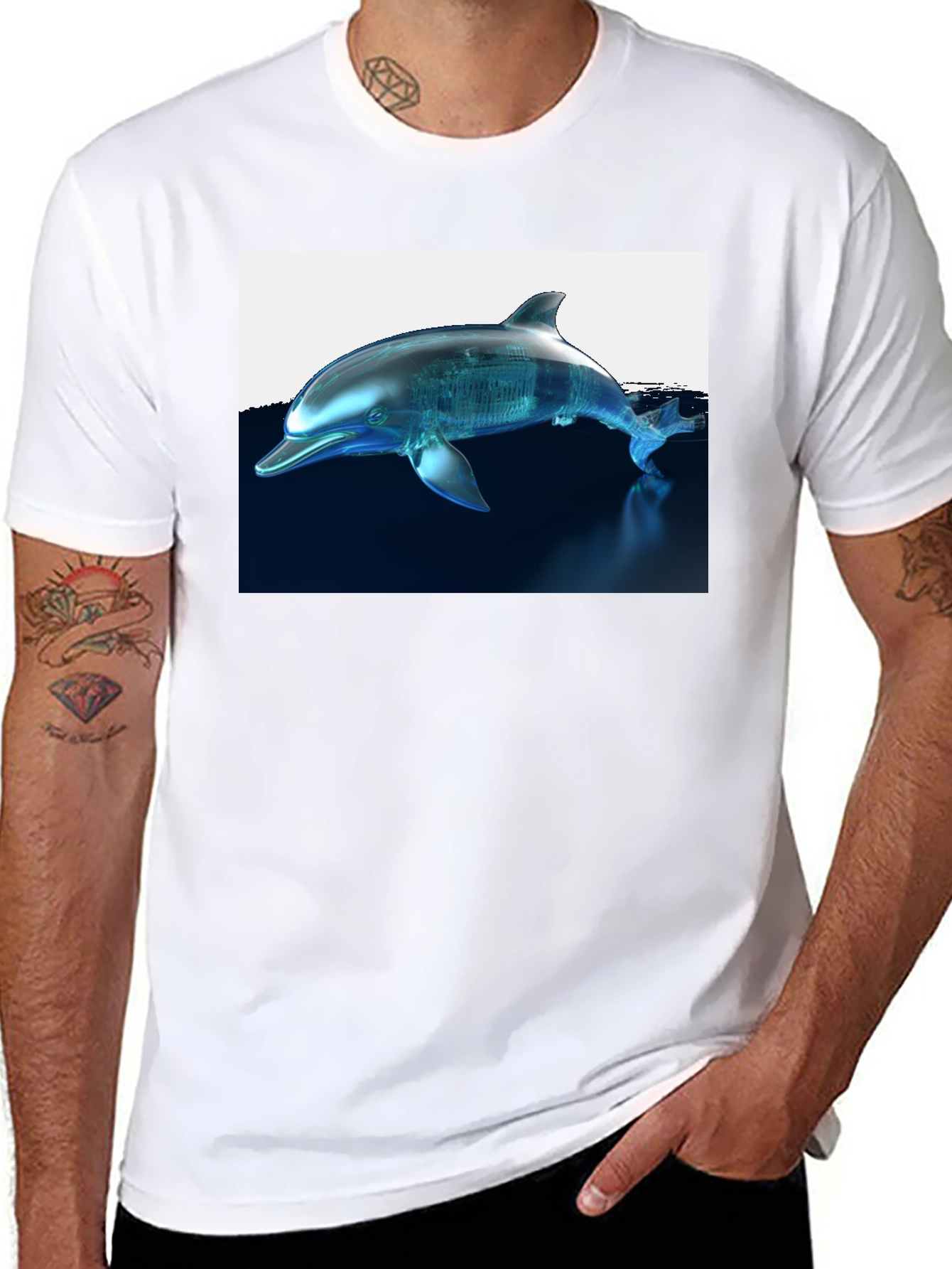Futuristic Dolphin Graphic T-Shirt