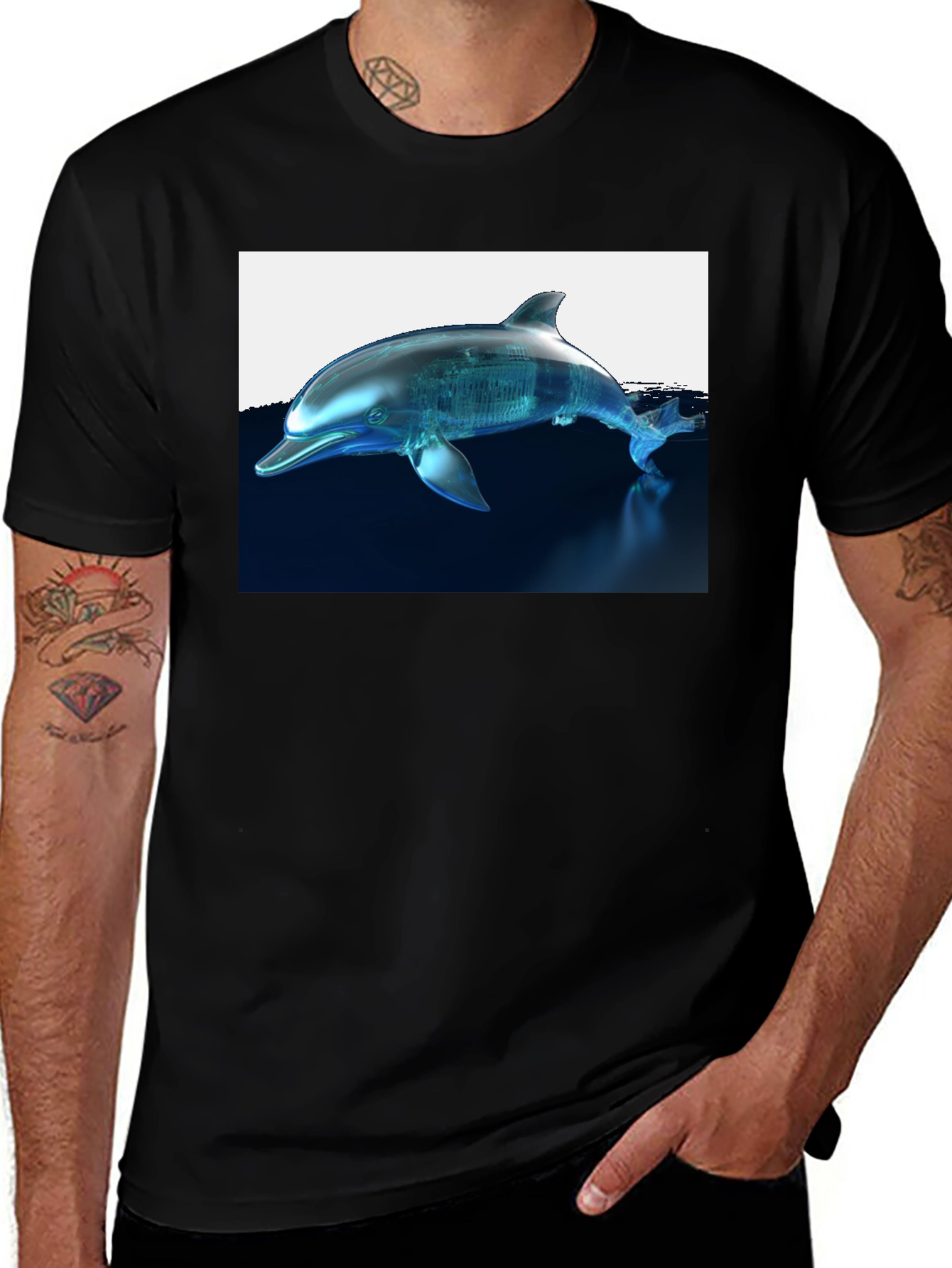 Futuristic Dolphin Graphic T-Shirt