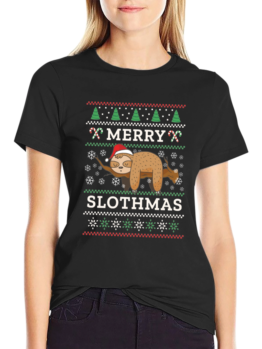 Merry Slothmas Ugly Christmas T-Shirt