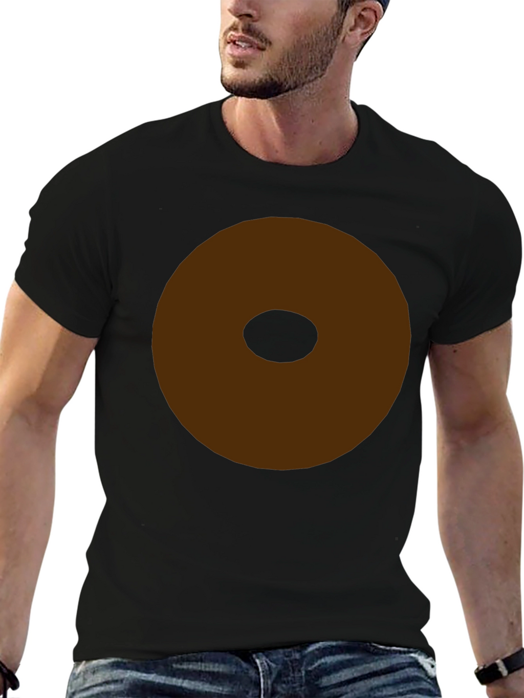 Minimalist Brown Donut Graphic T-Shirt