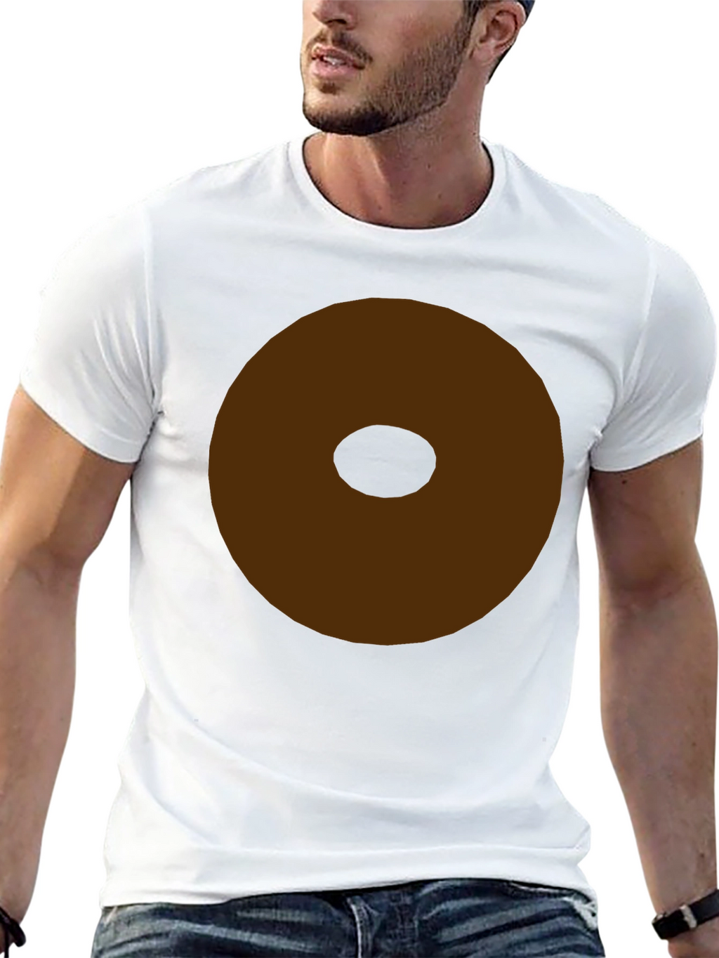 Minimalist Brown Donut Graphic T-Shirt