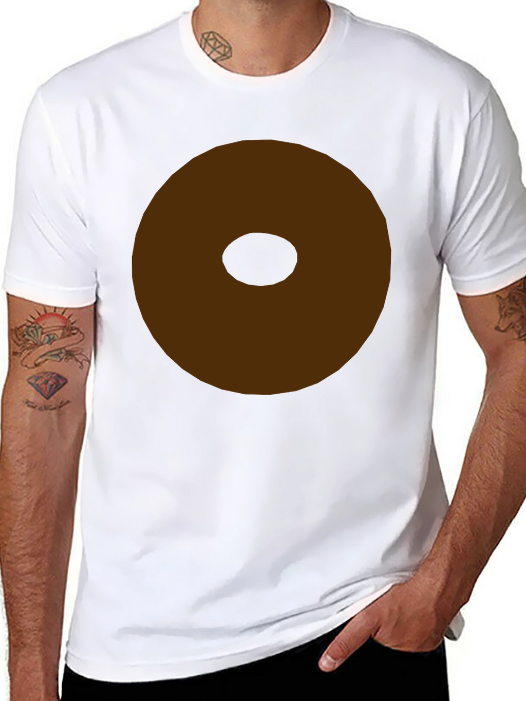 Minimalist Brown Donut Graphic T-Shirt