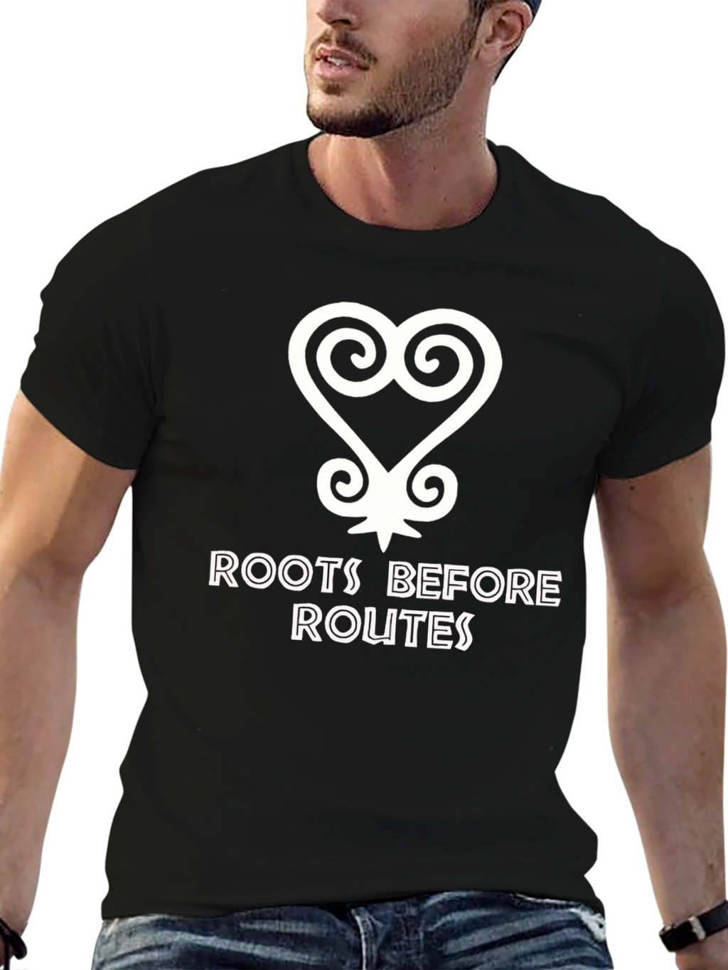 Roots Before Routes T-Shirt Adinkra Symbol