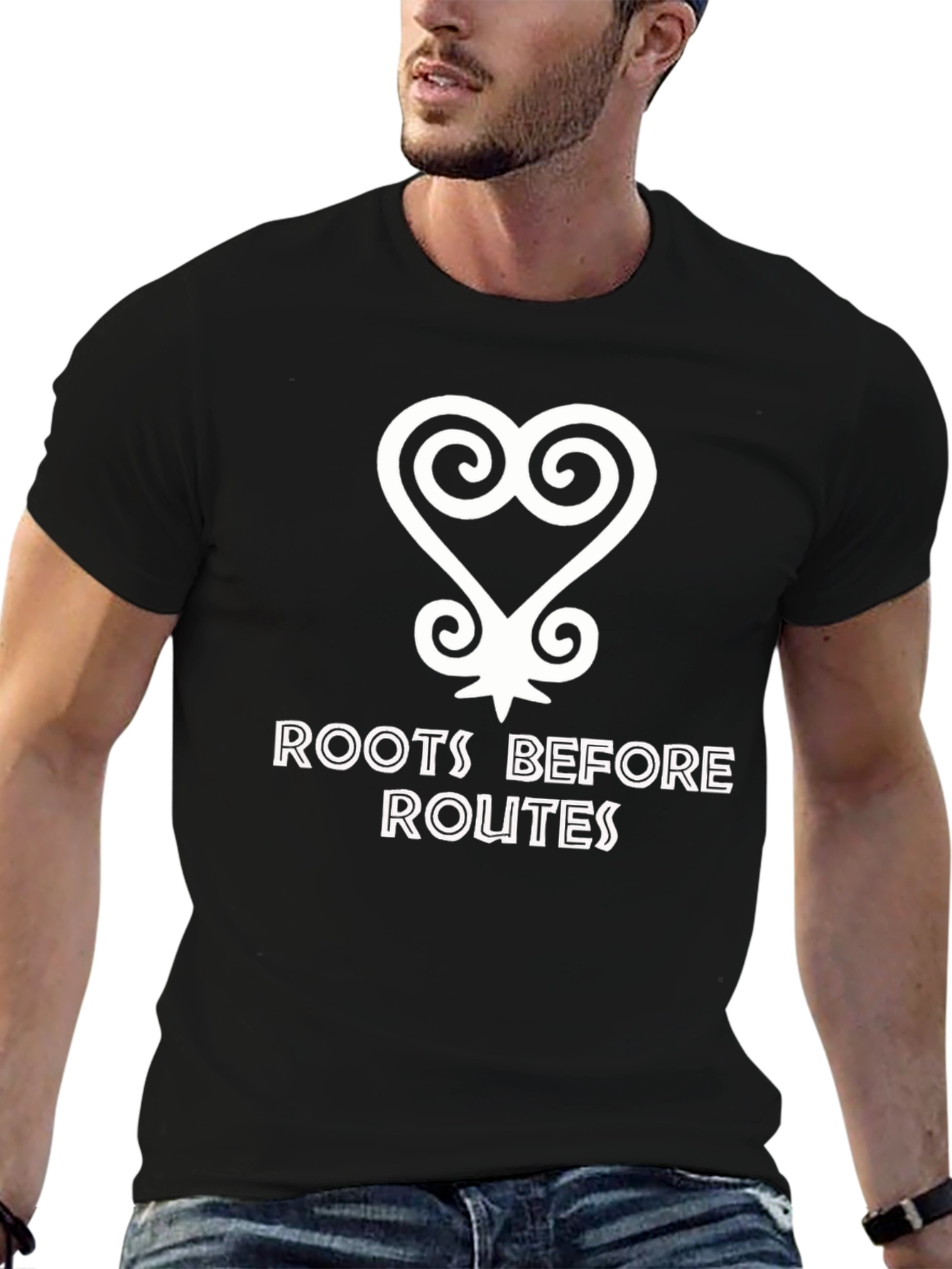 Roots Before Routes T-Shirt Adinkra Symbol