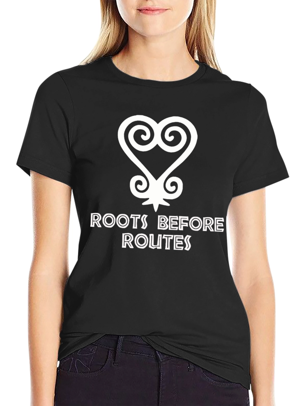 Roots Before Routes T-Shirt Adinkra Symbol
