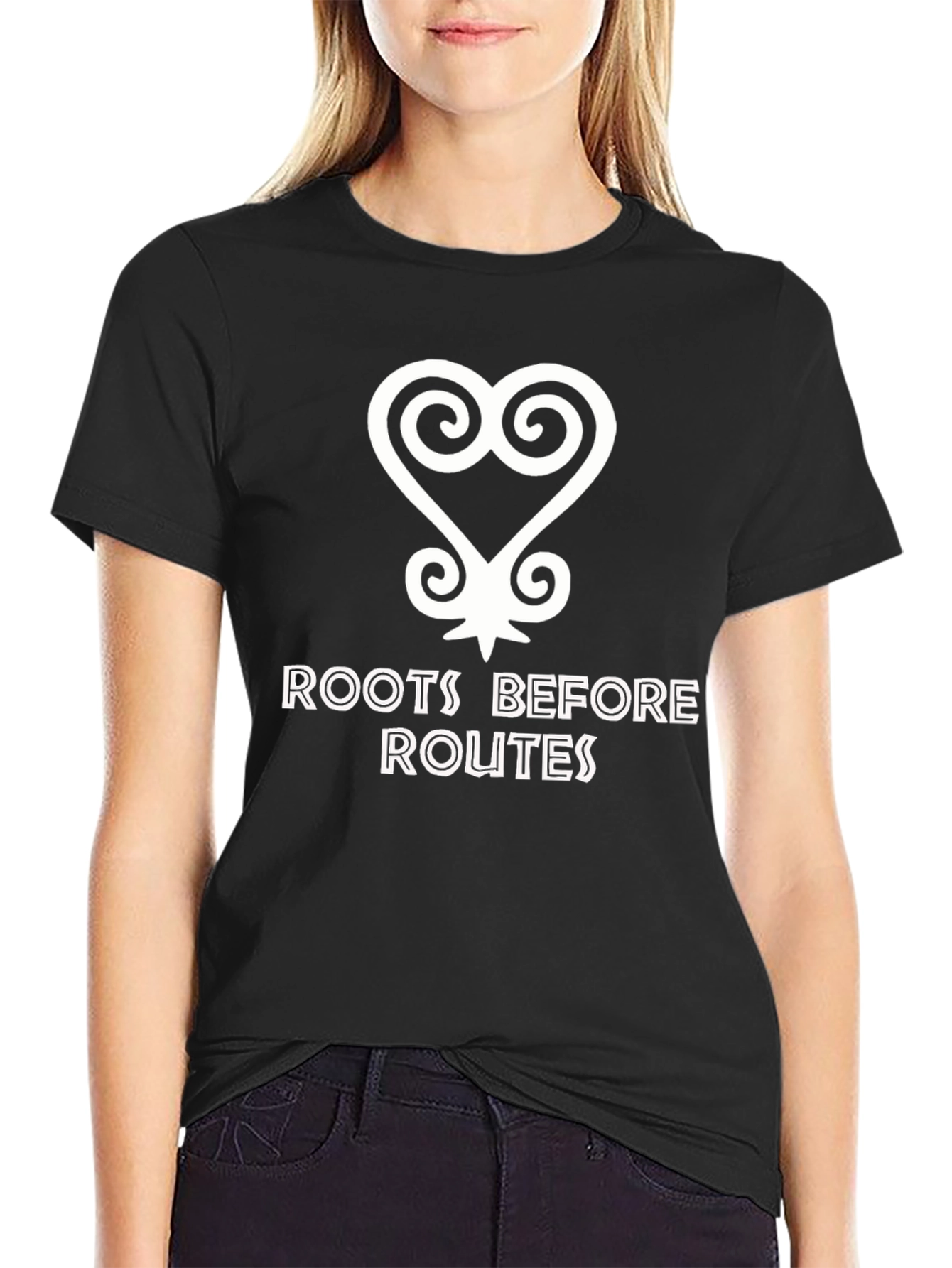 Roots Before Routes T-Shirt Adinkra Symbol