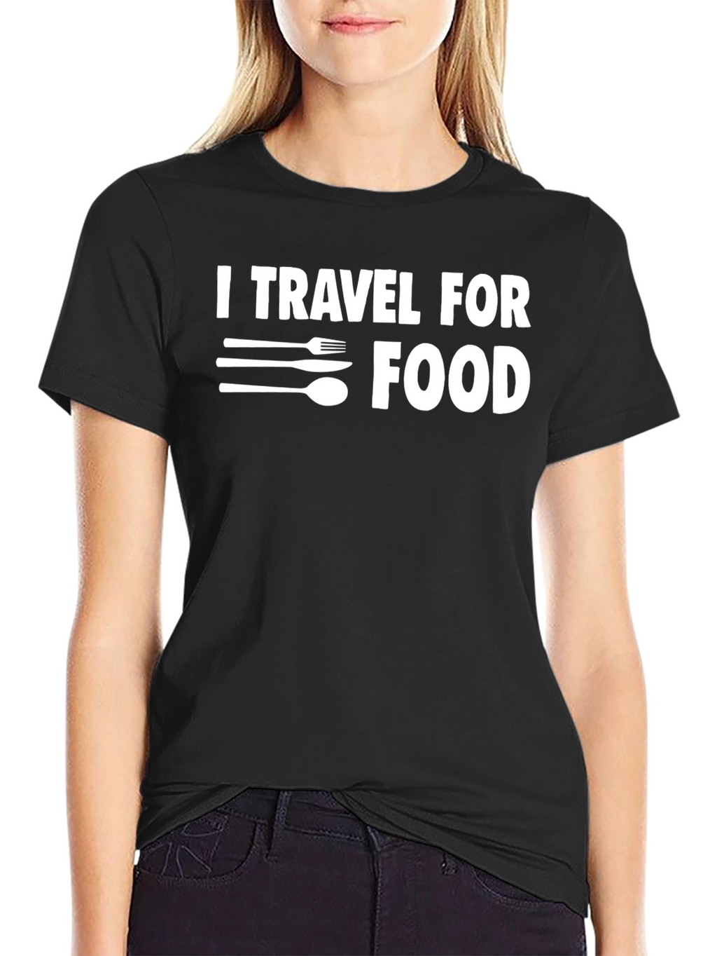 I Travel For Food Black T-Shirt